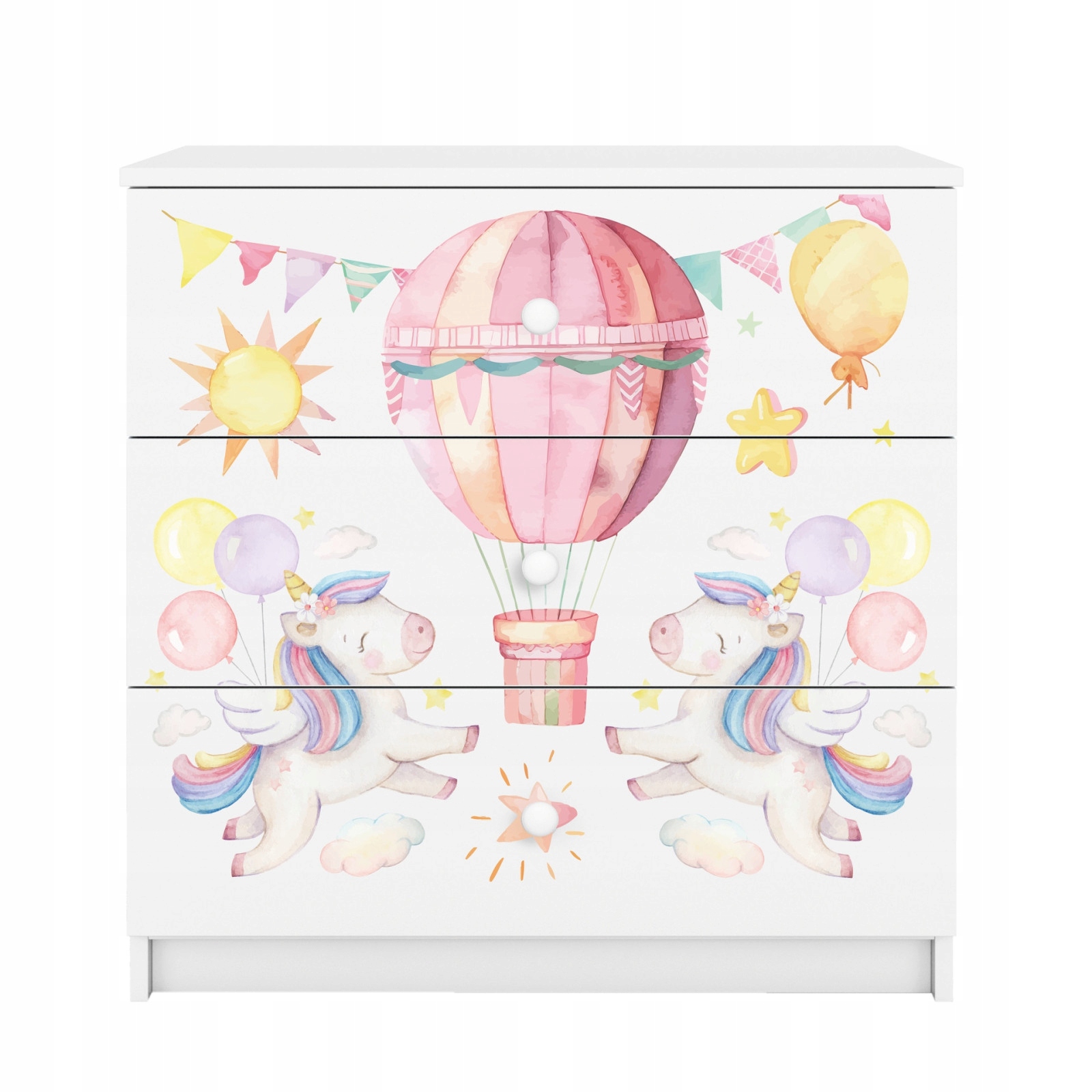 Komoda Babydreams bílá grafika Balonek 80 cm