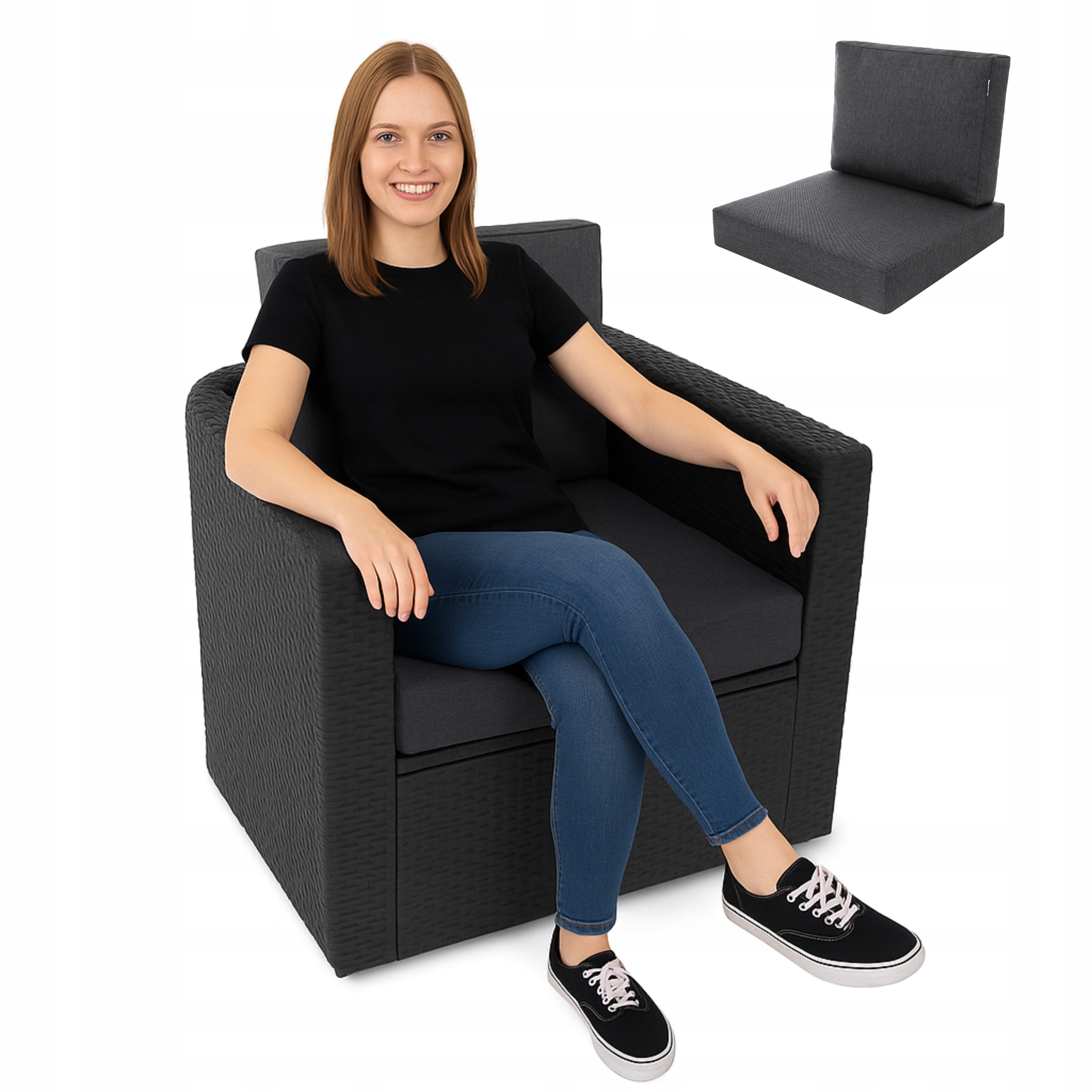 Záhradný vankúš na stoličku technorattan 60x55 cm terasa kreslo balkón