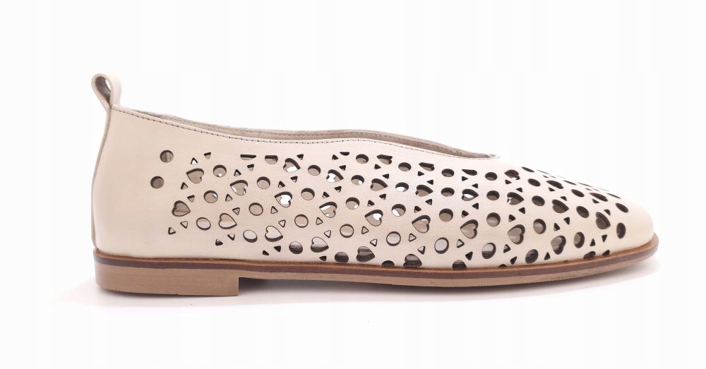 Dámské kožené ažurové baleríny Bombonella 764.0208 béžové, velikost 37