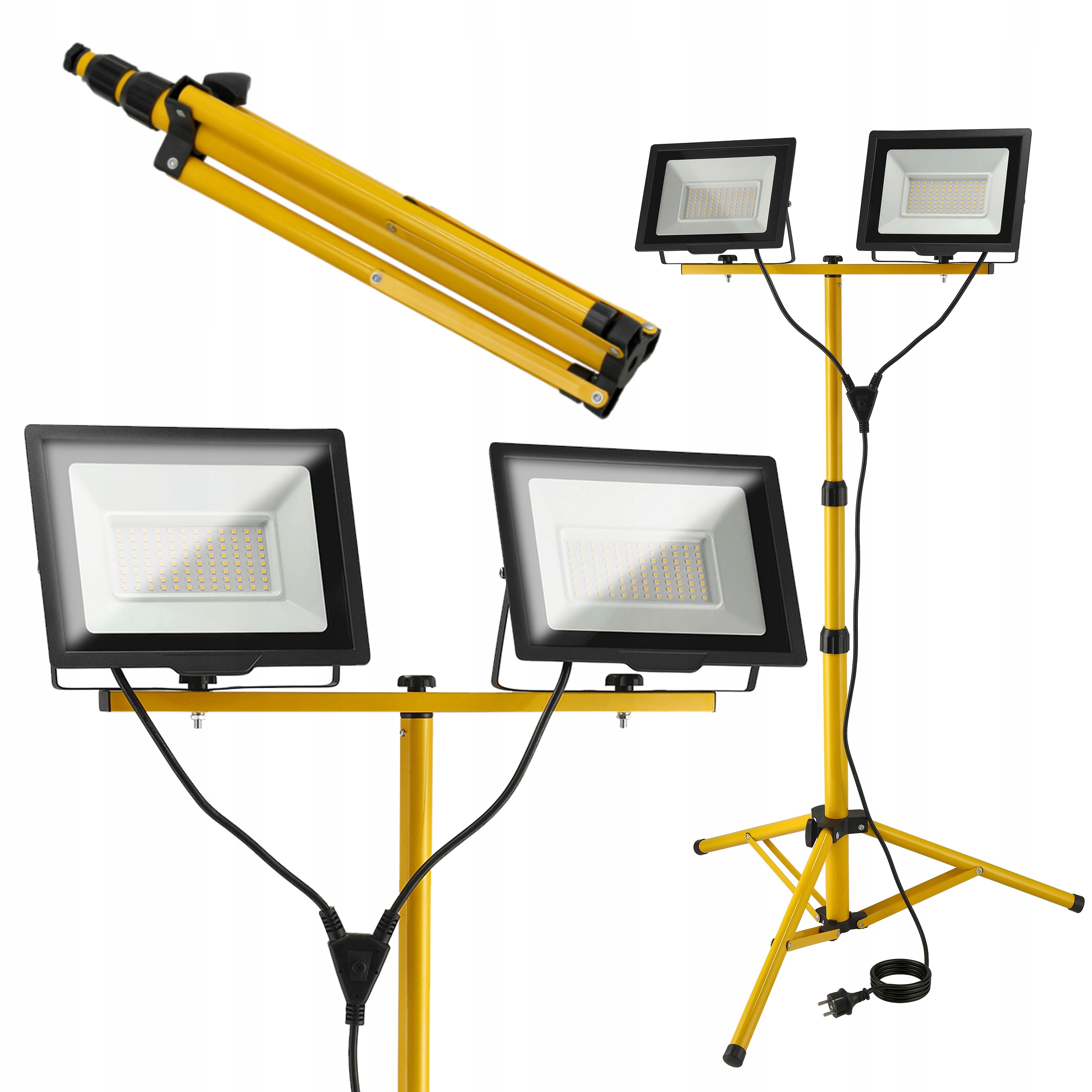 Halogen Led Stavební stativ Osvětlení 2x 100W 14000lm Lampa na stojanu