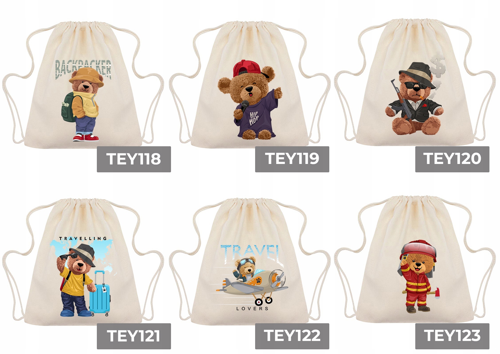 Worek Plecak Beż Na Wycieczki Eko MISIE TEDDY Wz Styl miejski