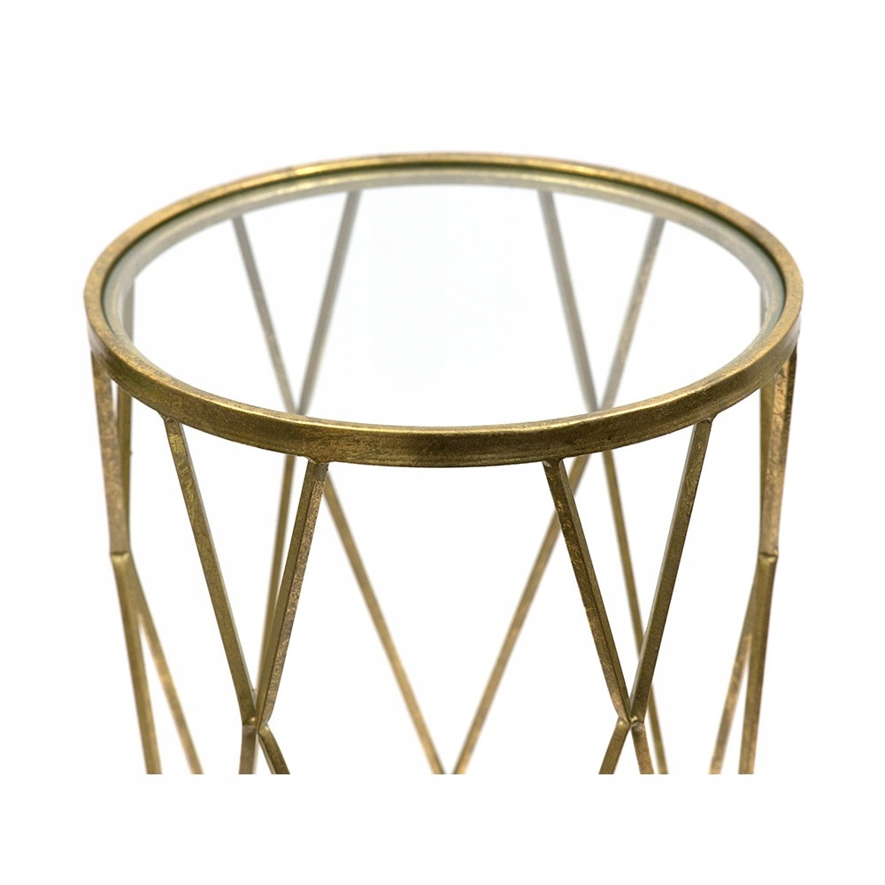 STOLIK KAWOWY METALOWY ZŁOTY SZYBĄ50cm RETRO STÓŁ Kod producenta 0906970AP