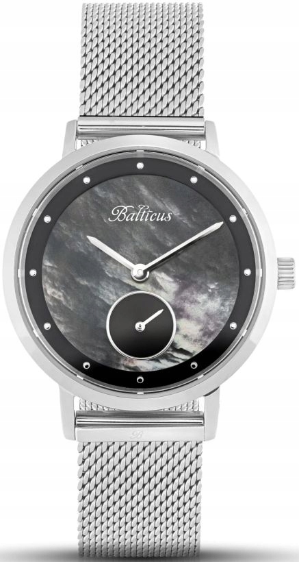 Elegantní Polský Dámské Hodinky Balticus Sky Silver Pearl Set Mesh Set