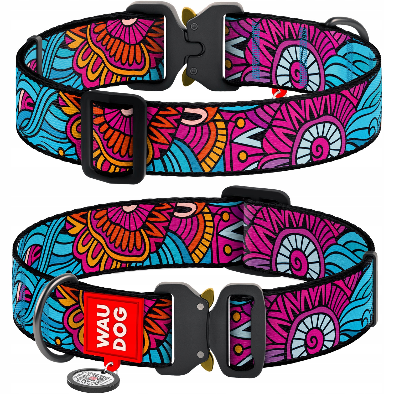 Levně Waudog Nylon Qr obojek pro psa s fastex "Léto" (š.35mm, d.46-70cm)