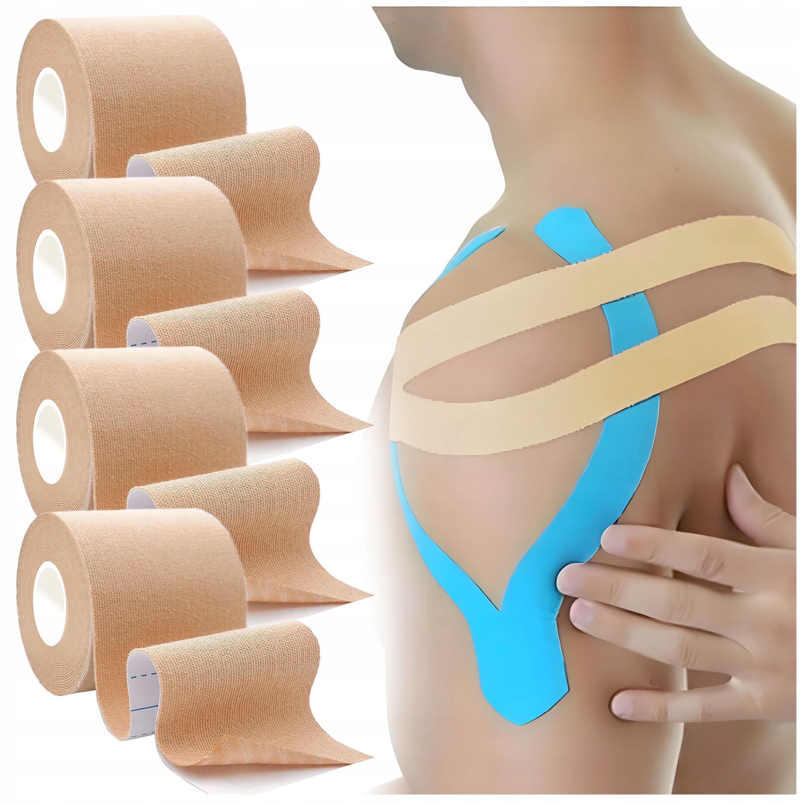 4X KINESIOTAPING TEJPY TEJPA TAŚMA KINEZJOLOGICZNA PLASTRY DO CIAŁA BEŻOWE