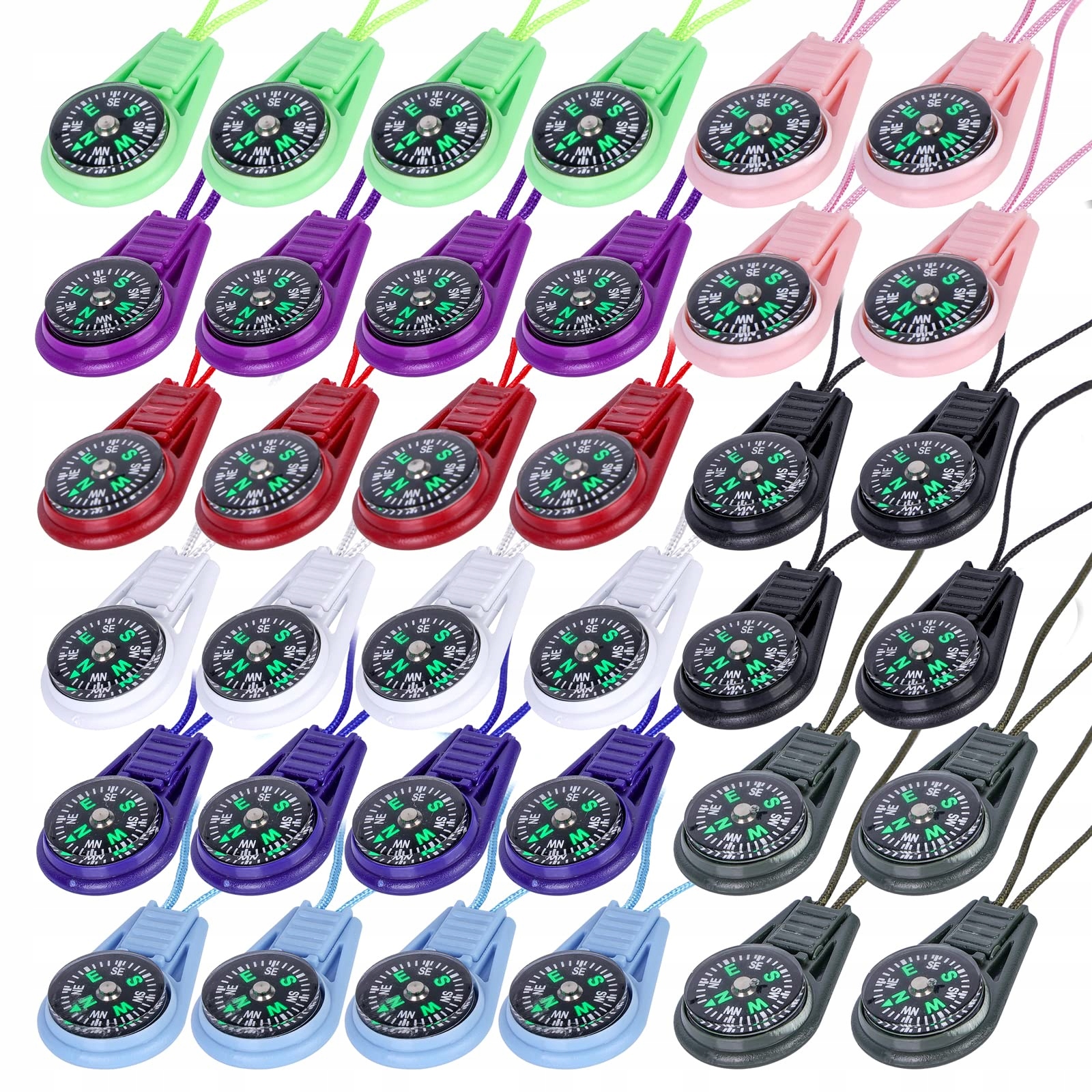 Mini Kompas Survivalowy 18 szt. Kolorowy Kompas na Kemping i Wędrówki