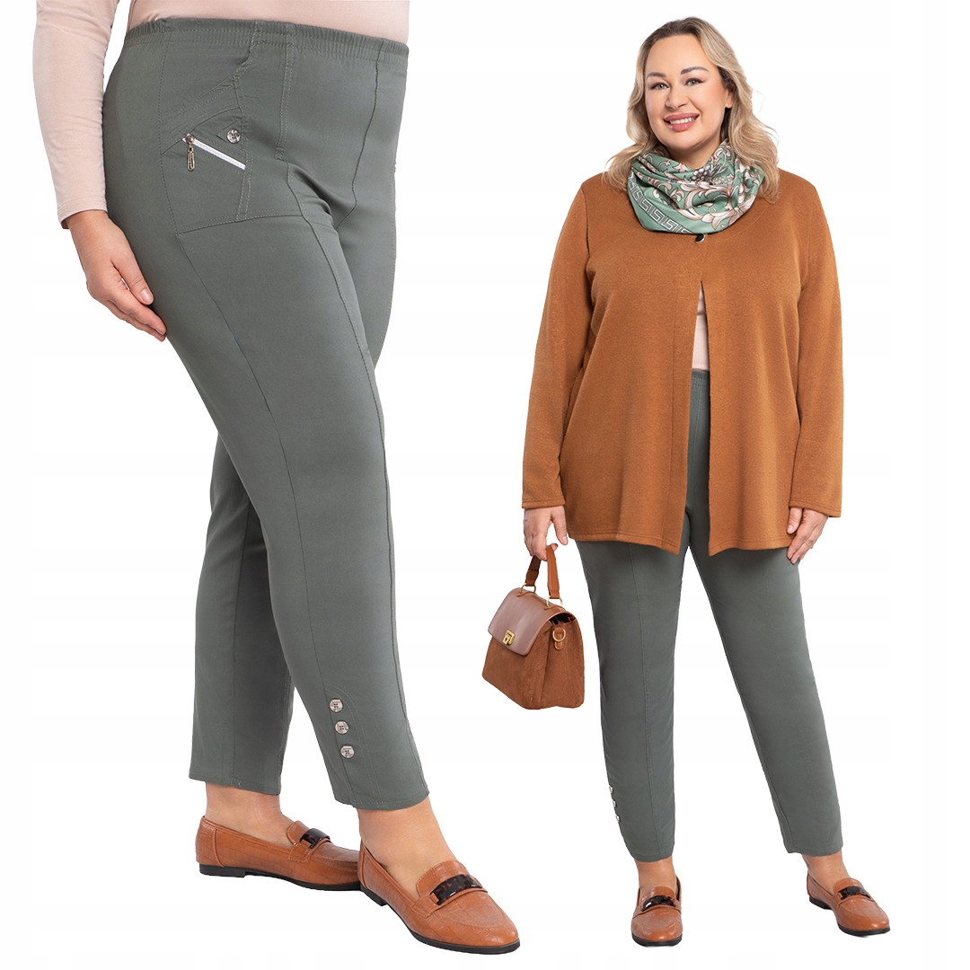 Dlouhé tmavě zelené kalhoty s kapsami 52