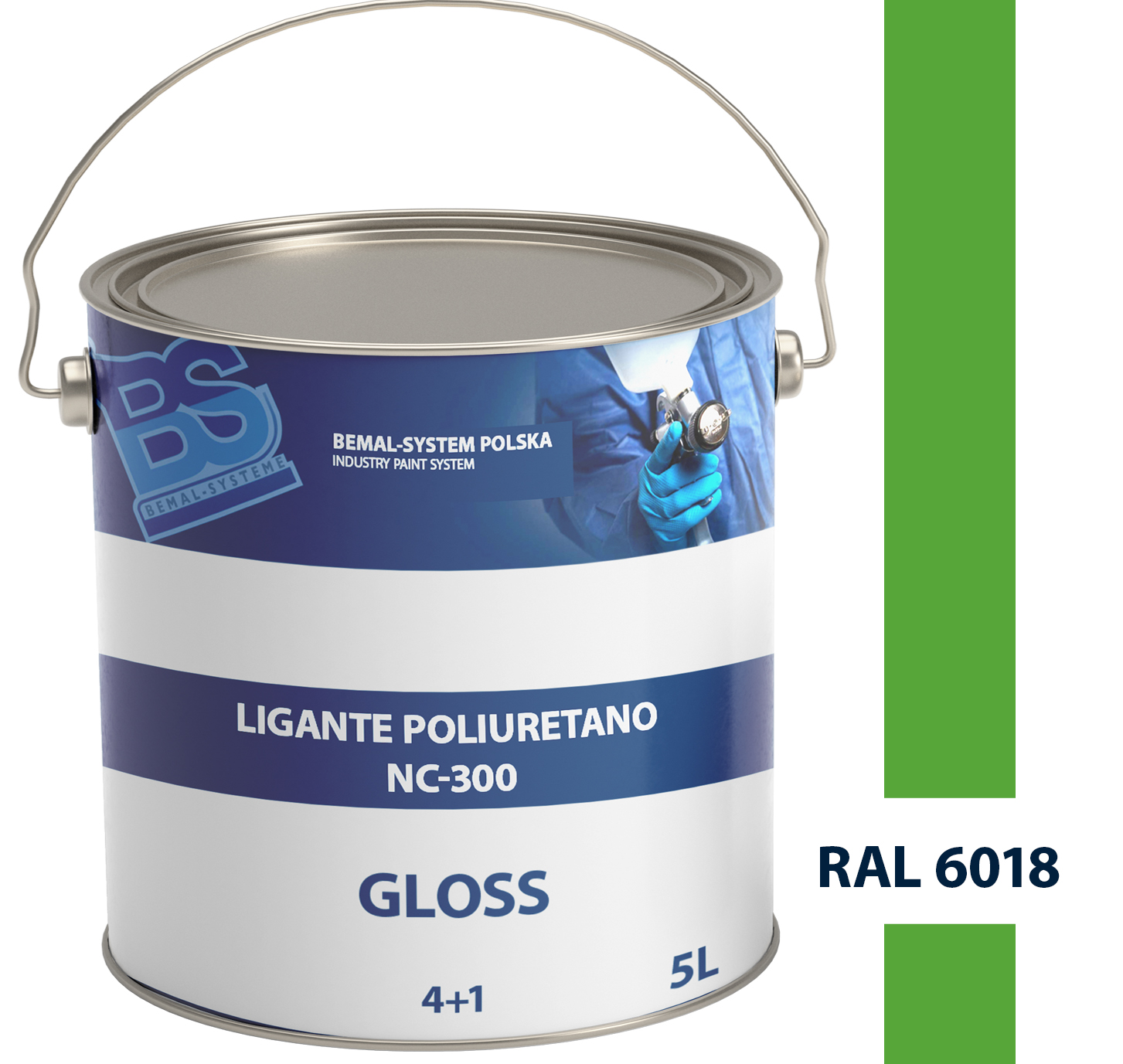 BEMAL FARBA OKRĘTOWA - LAKIER POLIURETANOWY - 5L - RAL 6018