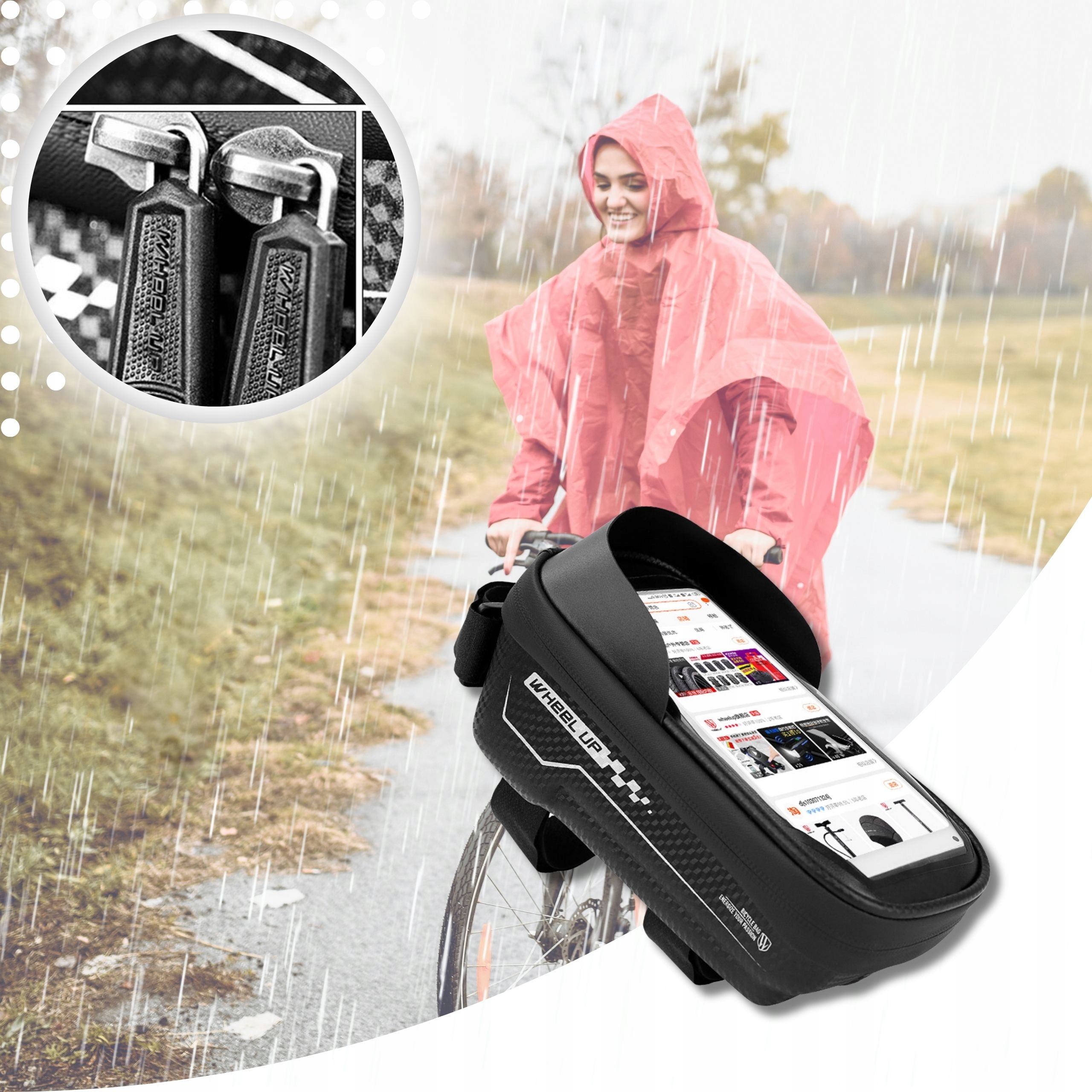 TORBA ROWEROWA NA RAMĘ SAKWA ROWEROWA NA RAMĘ UCHWYT ROWEROWY NA TELEFON Marka Wheel-Up
