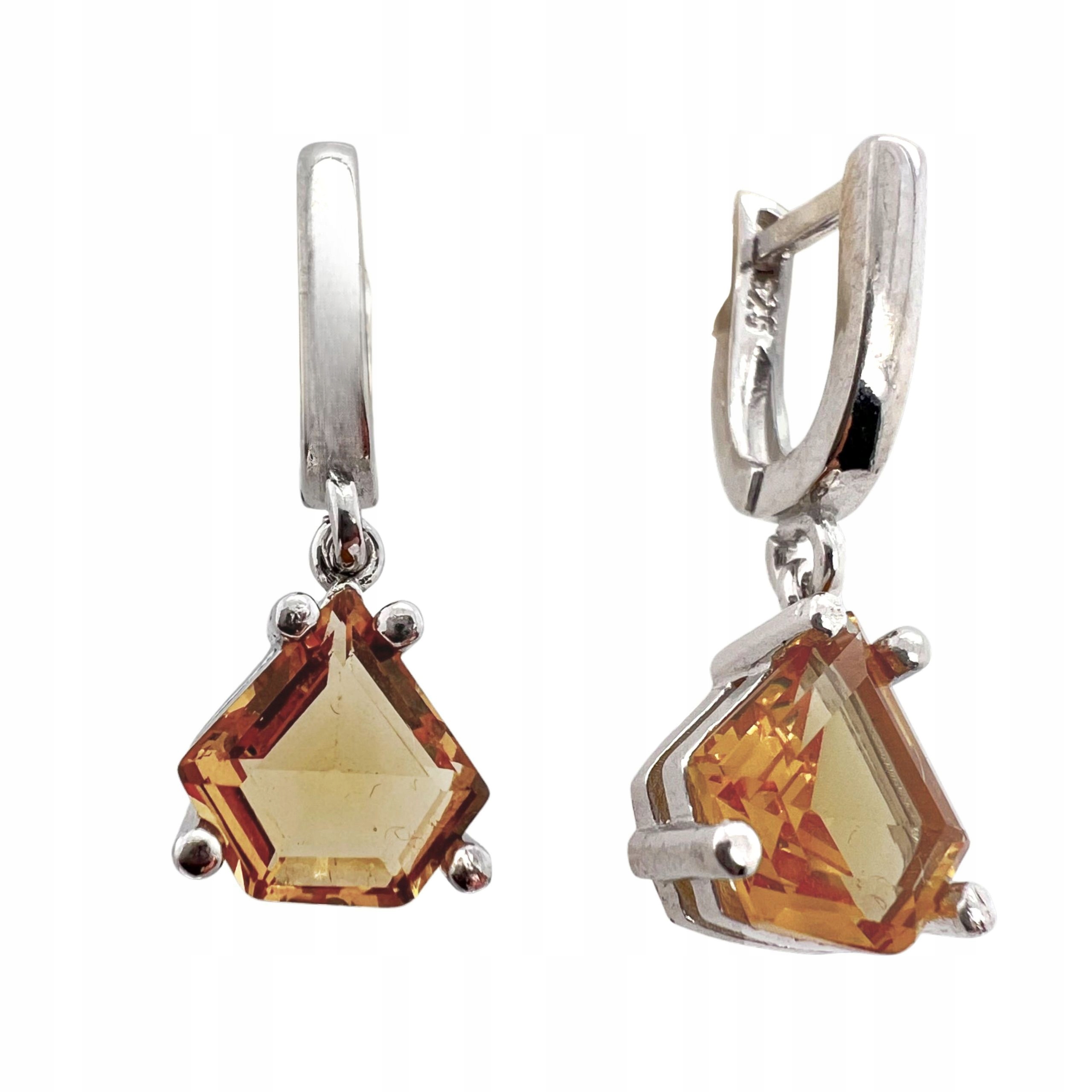 Dámské Závěsné Stříbrné Náušnice Se Sultánem Ve Tvaru Pětiúhelníku, Závěsné