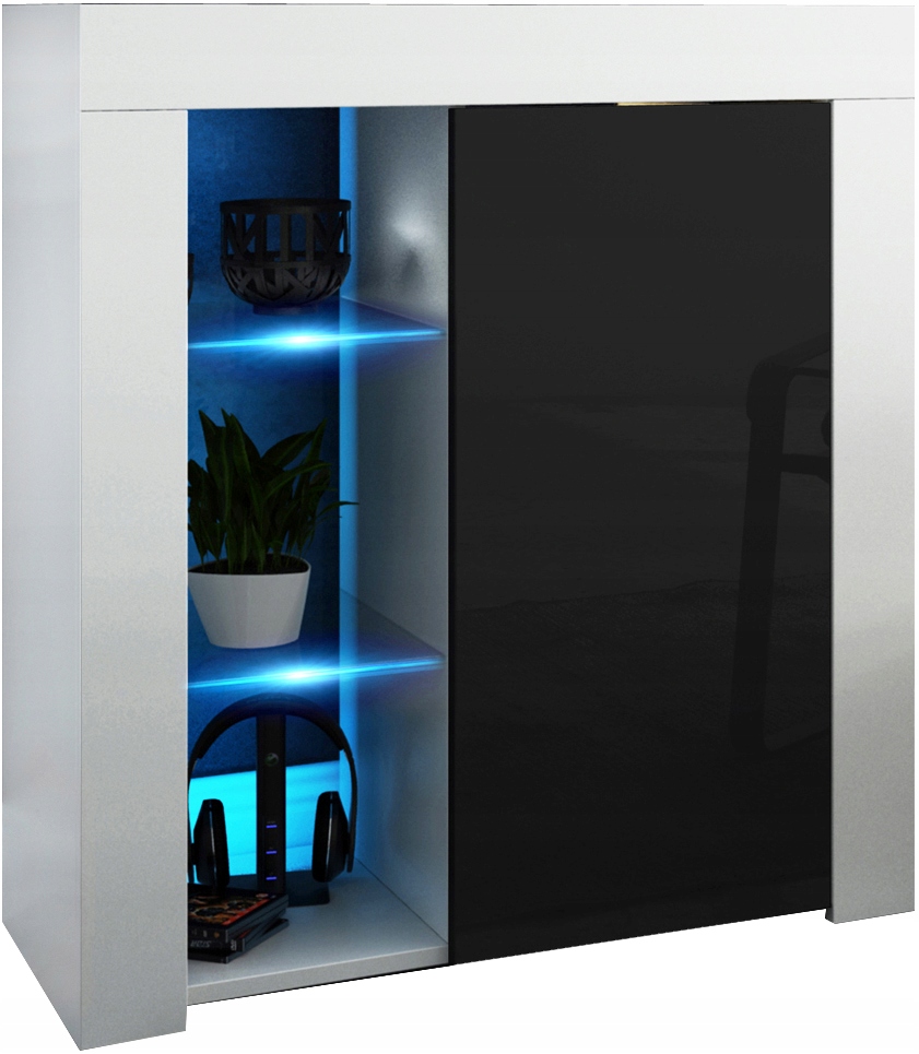 

Komoda biały czarny Front Akryl Połysk 70 80 75CM