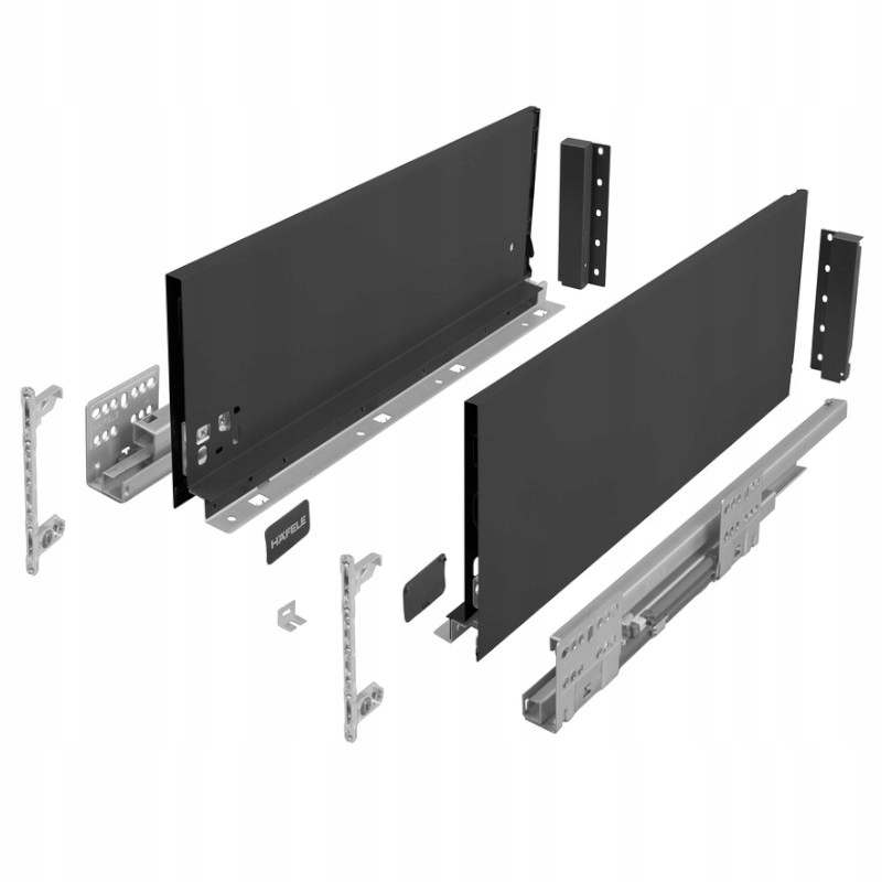 Szuflada Hafele Matrix S Slim 3D antracyt 500 mm wysoka H167 cichy domyk