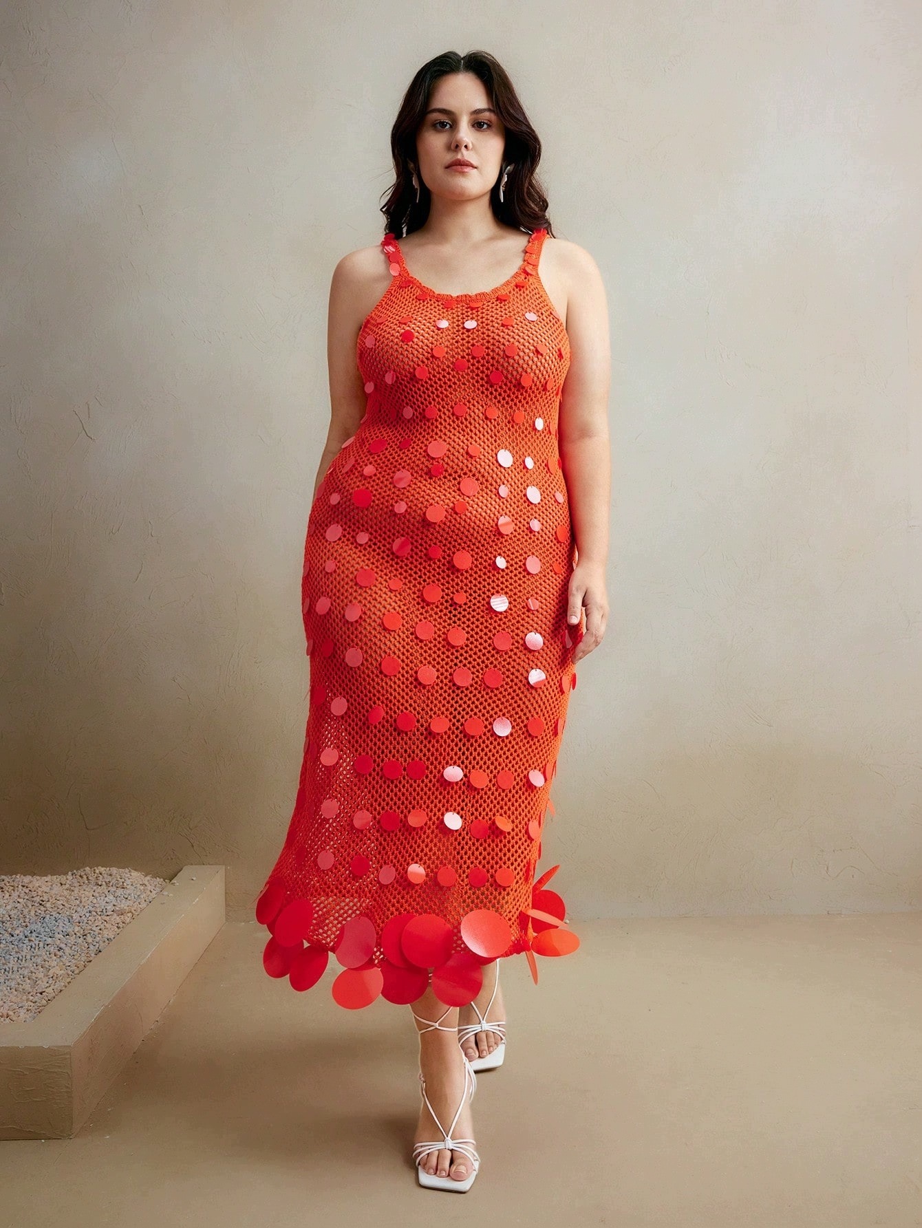 Shein Rozkládací Šaty Plus Size S Flitry Na Léto 46 1MA