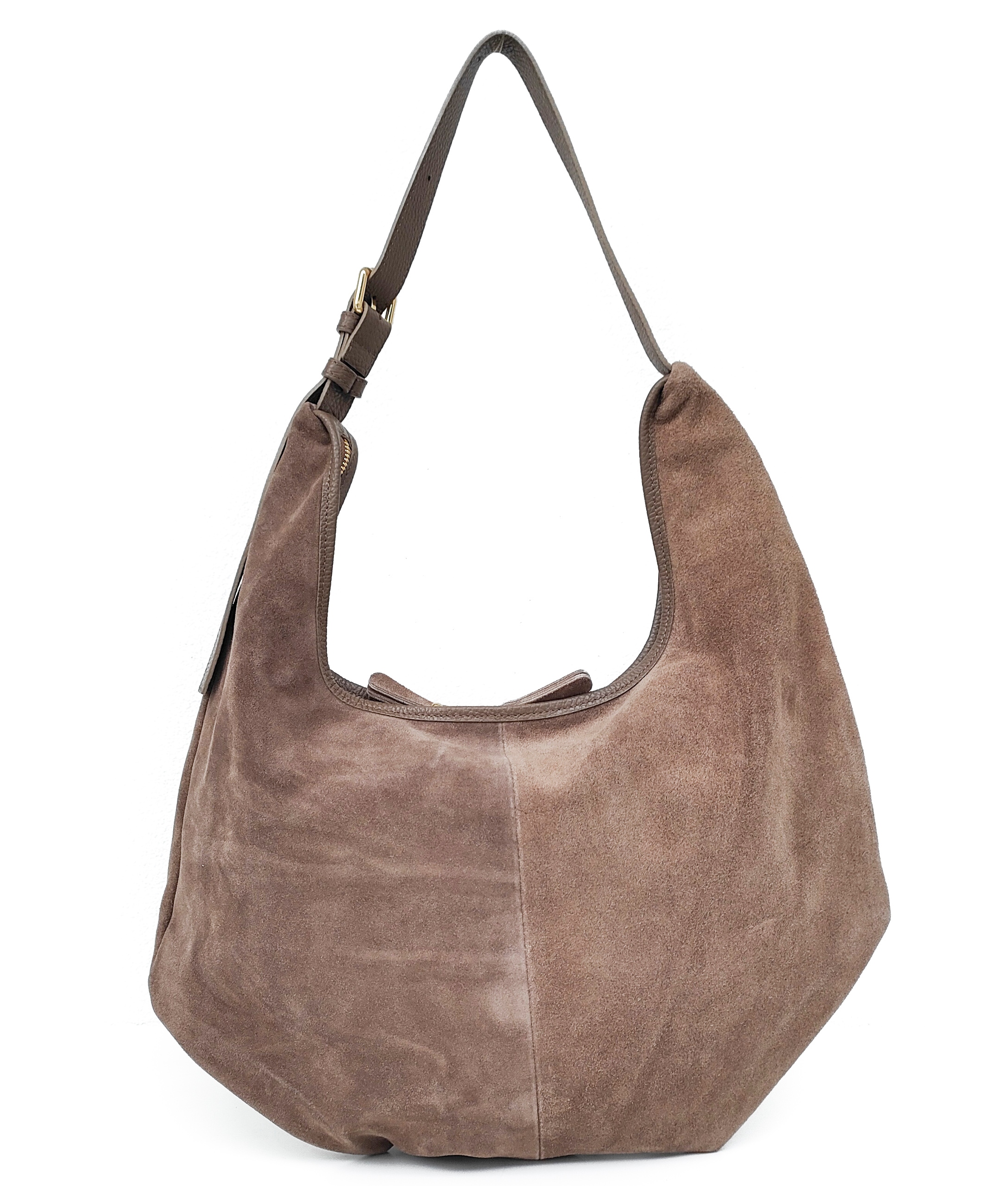 Semišově béžová taupe taška z přírodní kůže Laura Biaggi