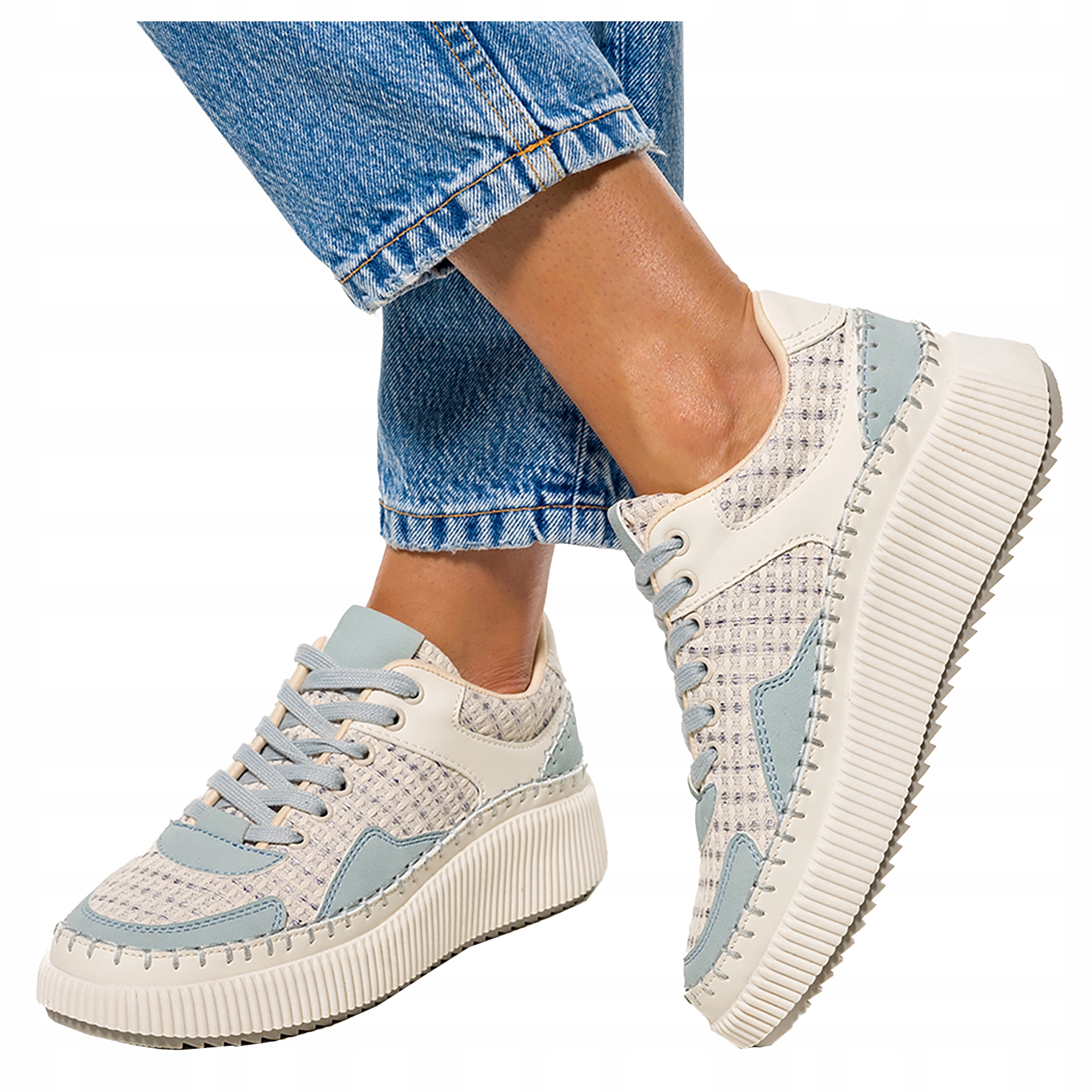 Sportovní boty Sneakersy Dámské Modré Na Platformě Šněrovací vel. 37