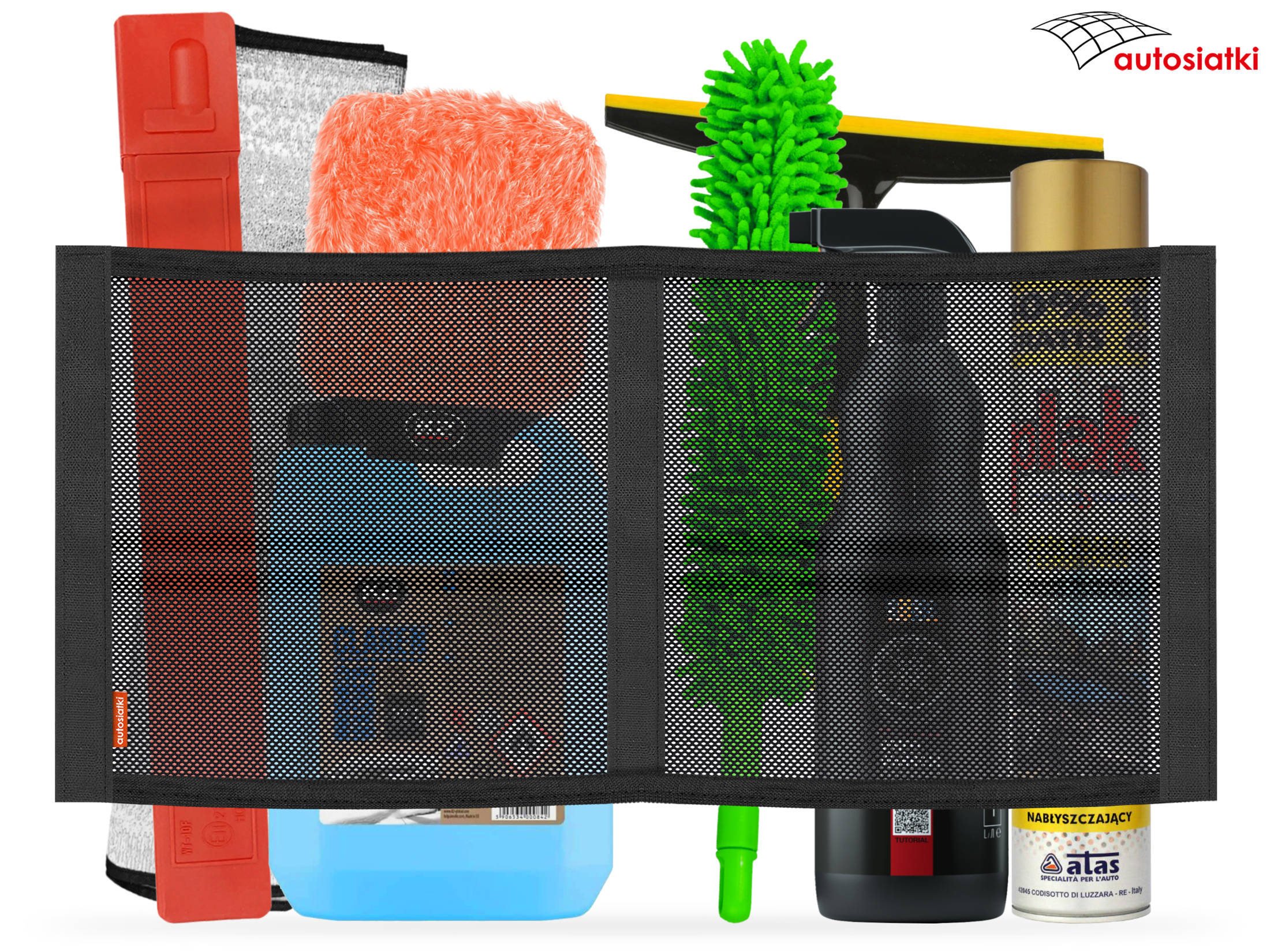 Dwukomorowa siatka do bagażnika auta na rzep 50x30 Producent Autosiatki