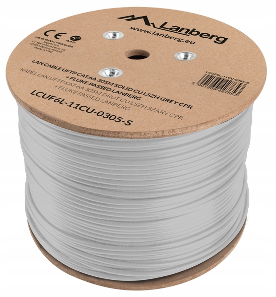 Lanberg Kabel Uftp Kat. 6A 305M Drut Cu Lszh Szary Cpr+fluke Passed