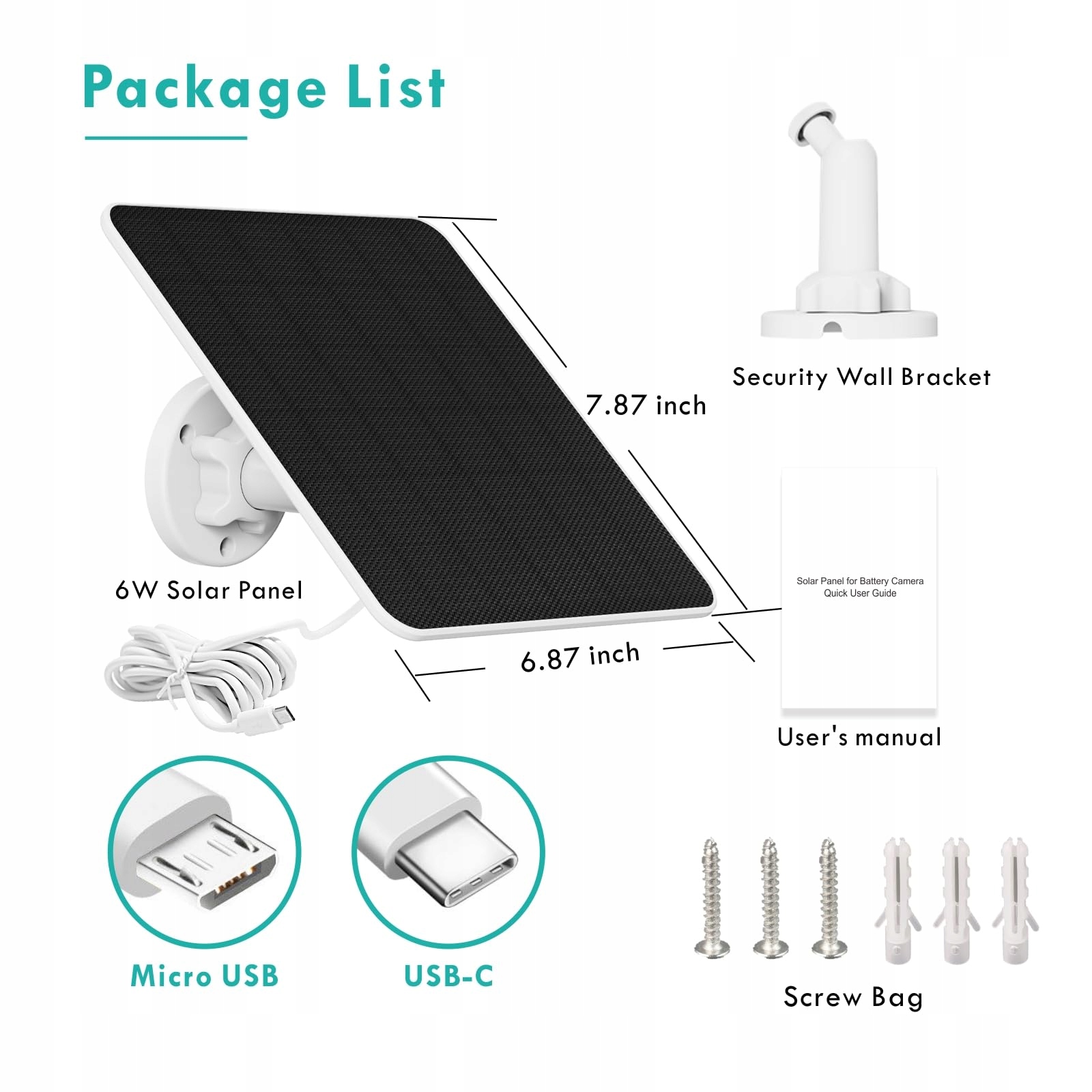 SOLARPANEL Do Kamer Zewnętrznych 6W USB Kompatybilny Z DC 5V — miniatura 7