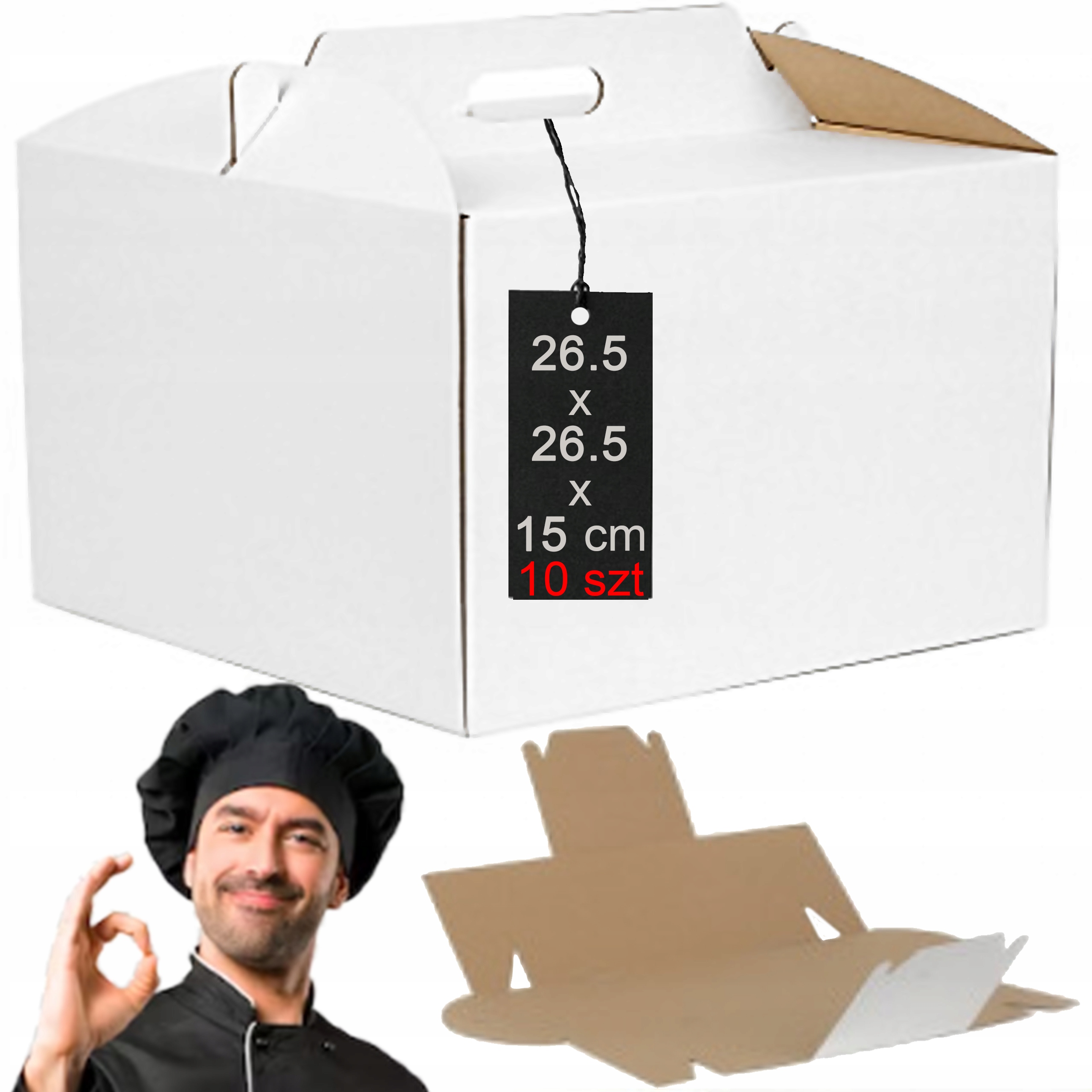 

Pudełko Na Tort Opakowanie 26,5x26,5x15cm 10 szt