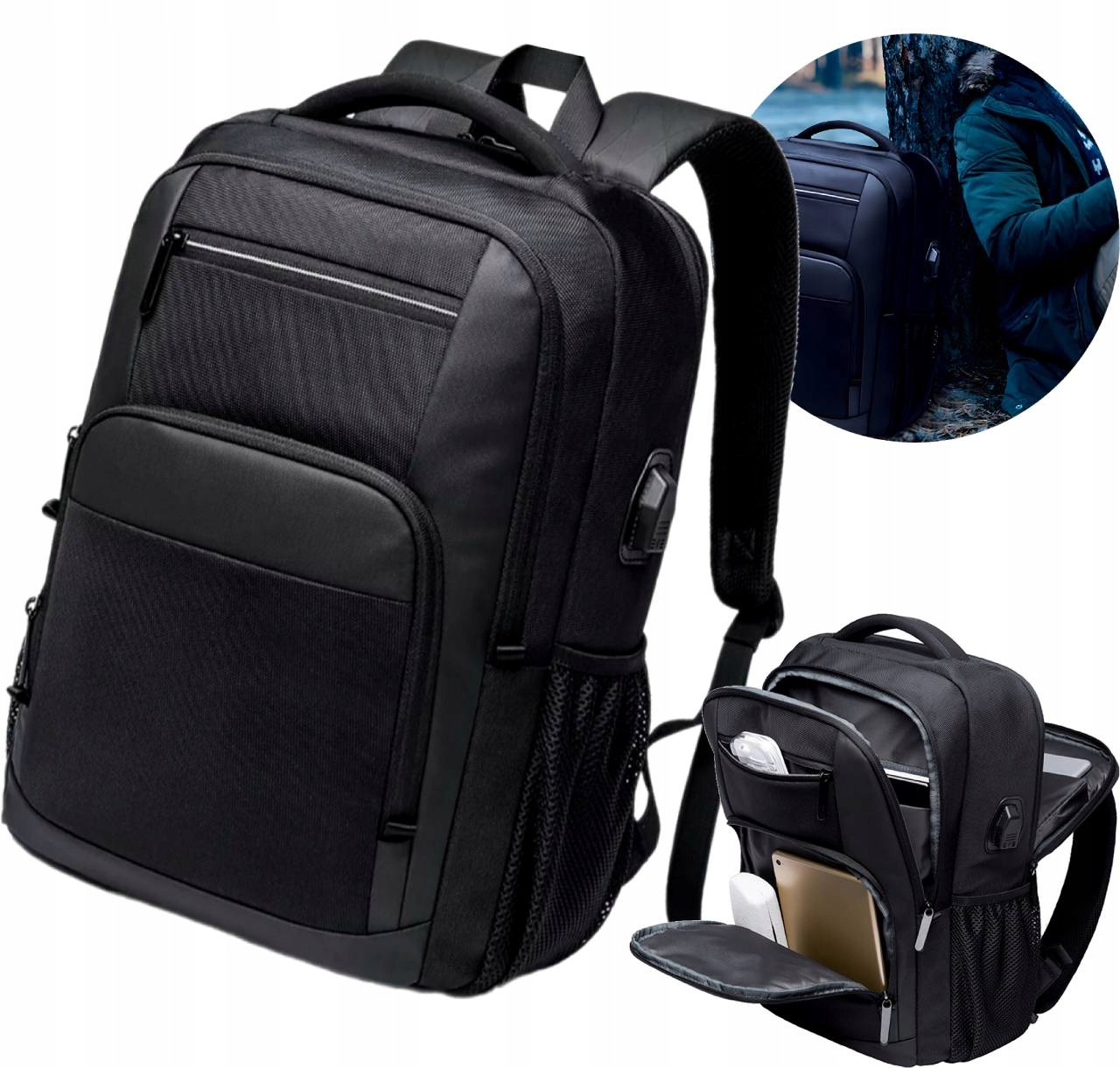 Batoh Bange na Notebook 15.6 městský mládežnický s Usb černý Cestovní velký