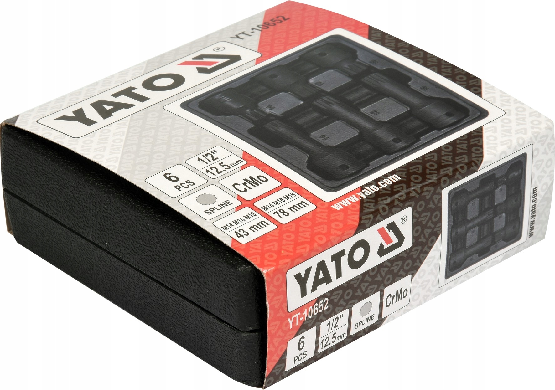 YATO KLUCZE TRZPIENIOWE NASADKI UDAROWE SPLINE 1/2" 6SZT. Mocowanie 1/2