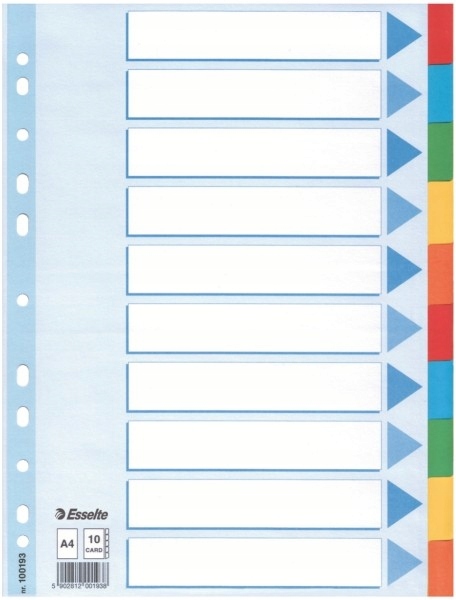 

Przekładki do segr. A4/10 Esselte tekturowe/lam