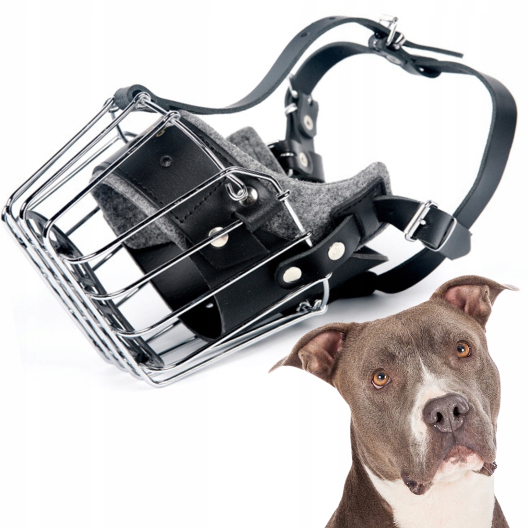 Levně Náhubek pro psa, kovový, vyztužený, obvod tlamy 31 cm Amstaff Pes 14157