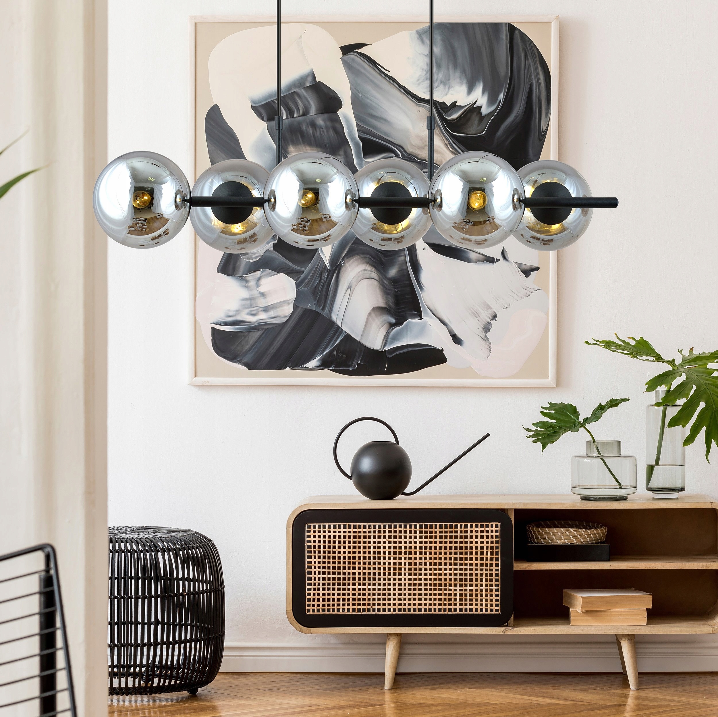 Skleněné stříbrné bubliny, jedinečná lampa do stylového obývacího pokoje Rory