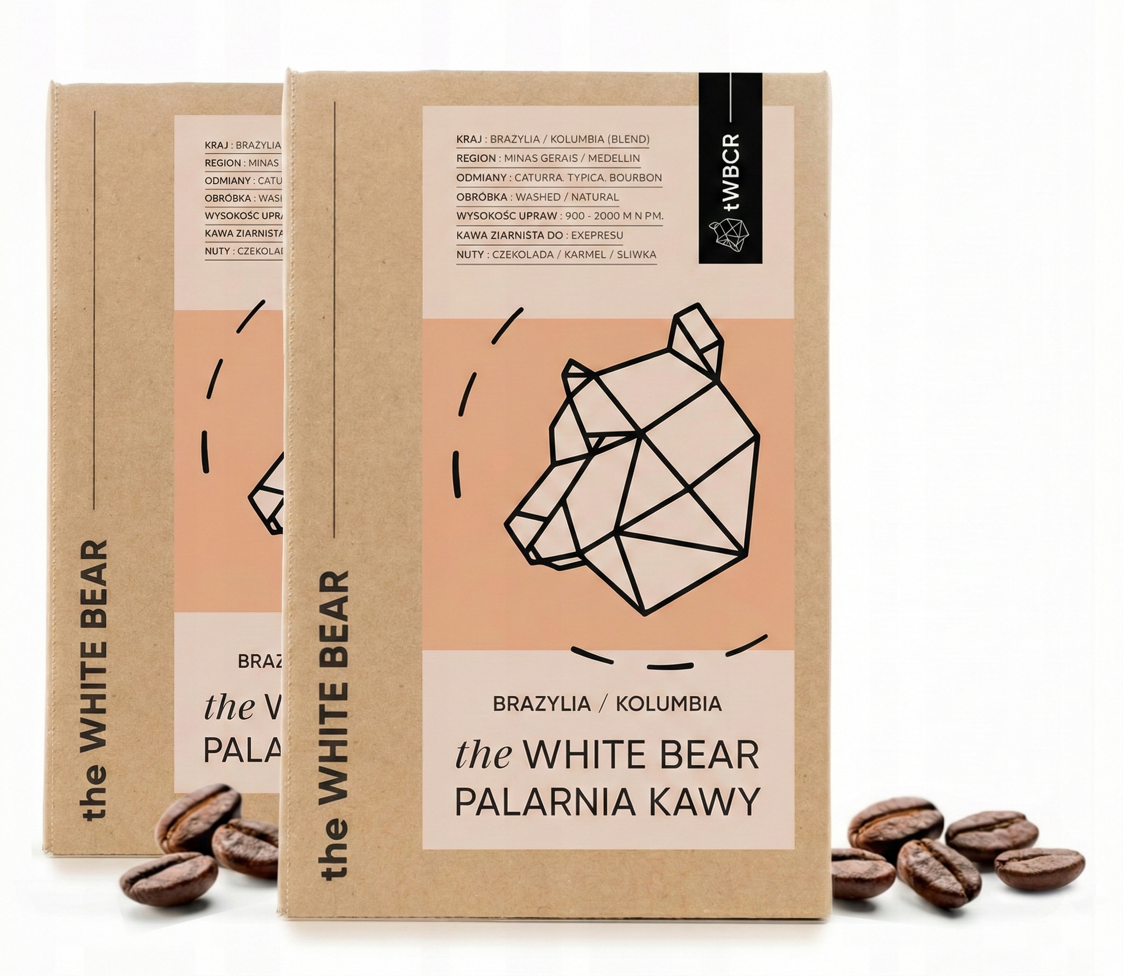Levně Sada 2 x káva káva Arabica The White Bear Brazílie/Kolumbie 1000 g