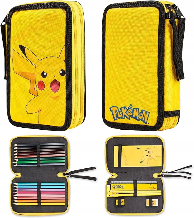 POKeMON Piórnik Szkolny Dla Dzieci 2 Przegródki I Przybory