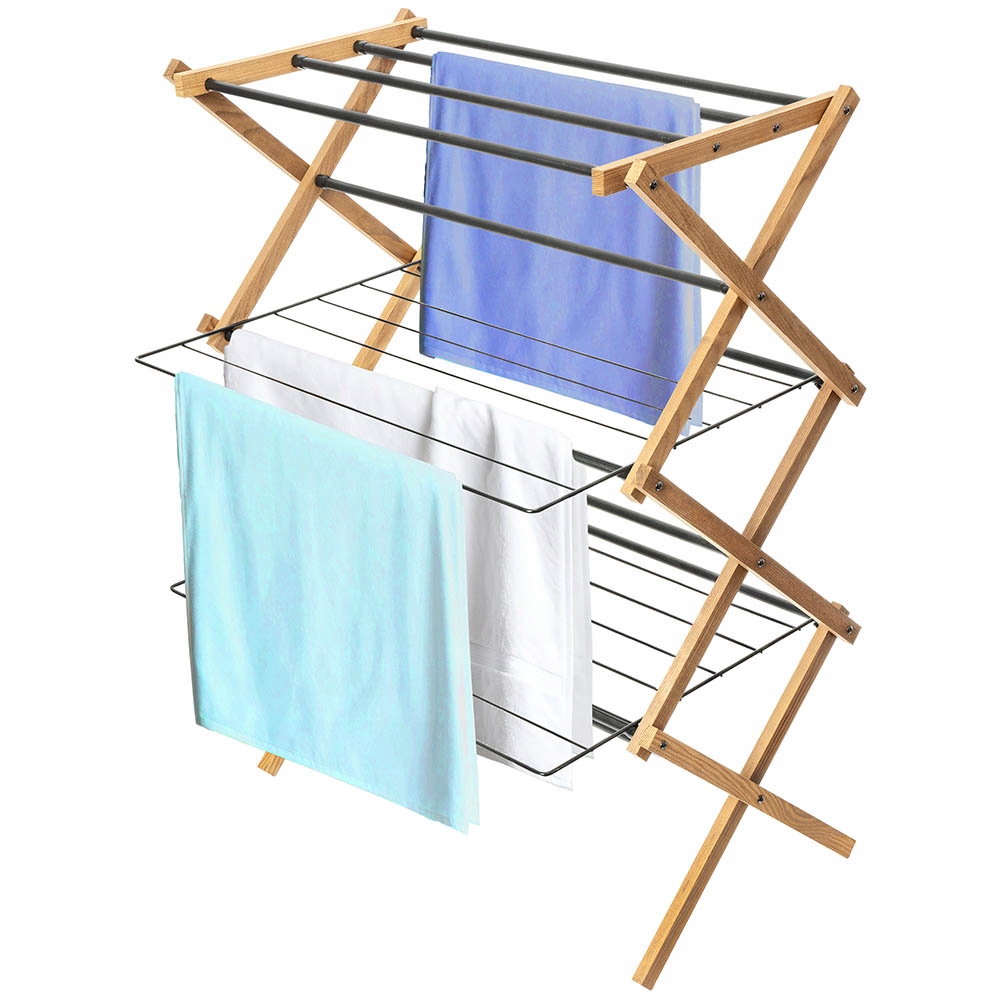 Vertikální sušák na prádlo dřevěný Ekologický skládací odolný balkon