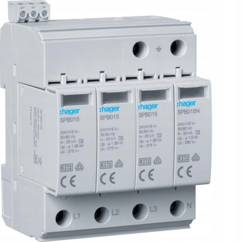 Omezovač přepětí T2 Spd, 4P, 3+1, Tn-s/tt, In 20kA, Up1,35kV, Uc 275V s