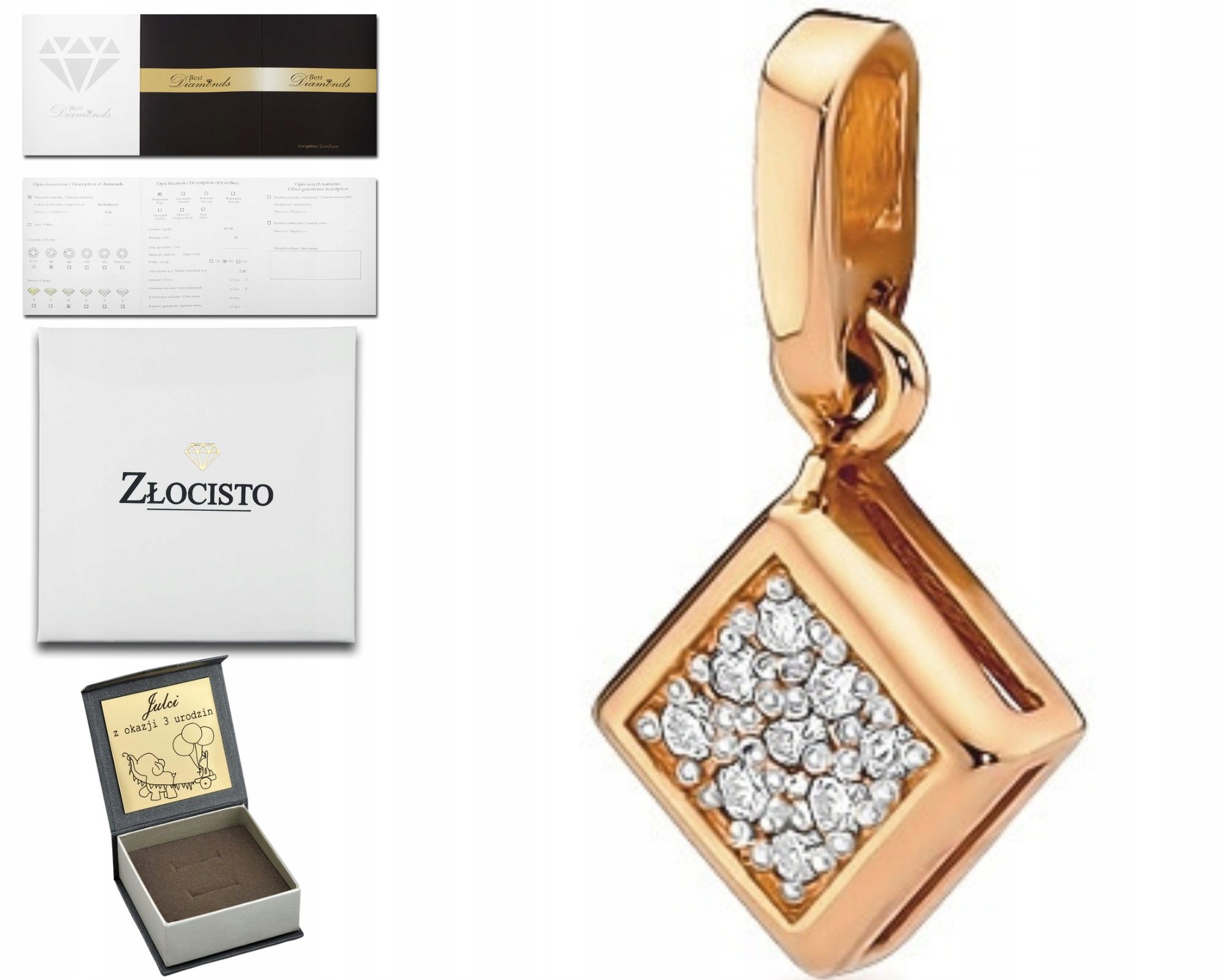Přívěsek Z Růžového Zlata Přívěsek S Brilianty