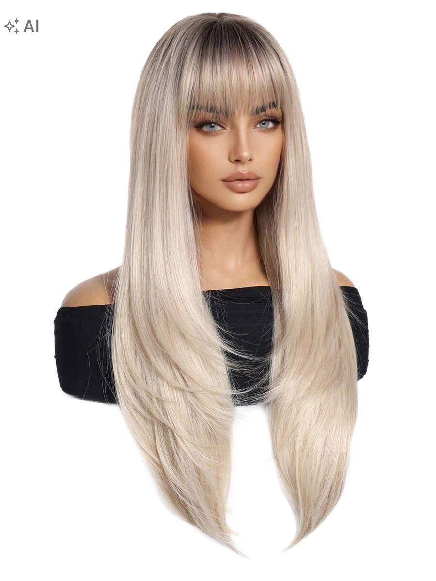 Shein Dlouhá Blond Paruka S Ofinou A Vrstvami Dámská 1.