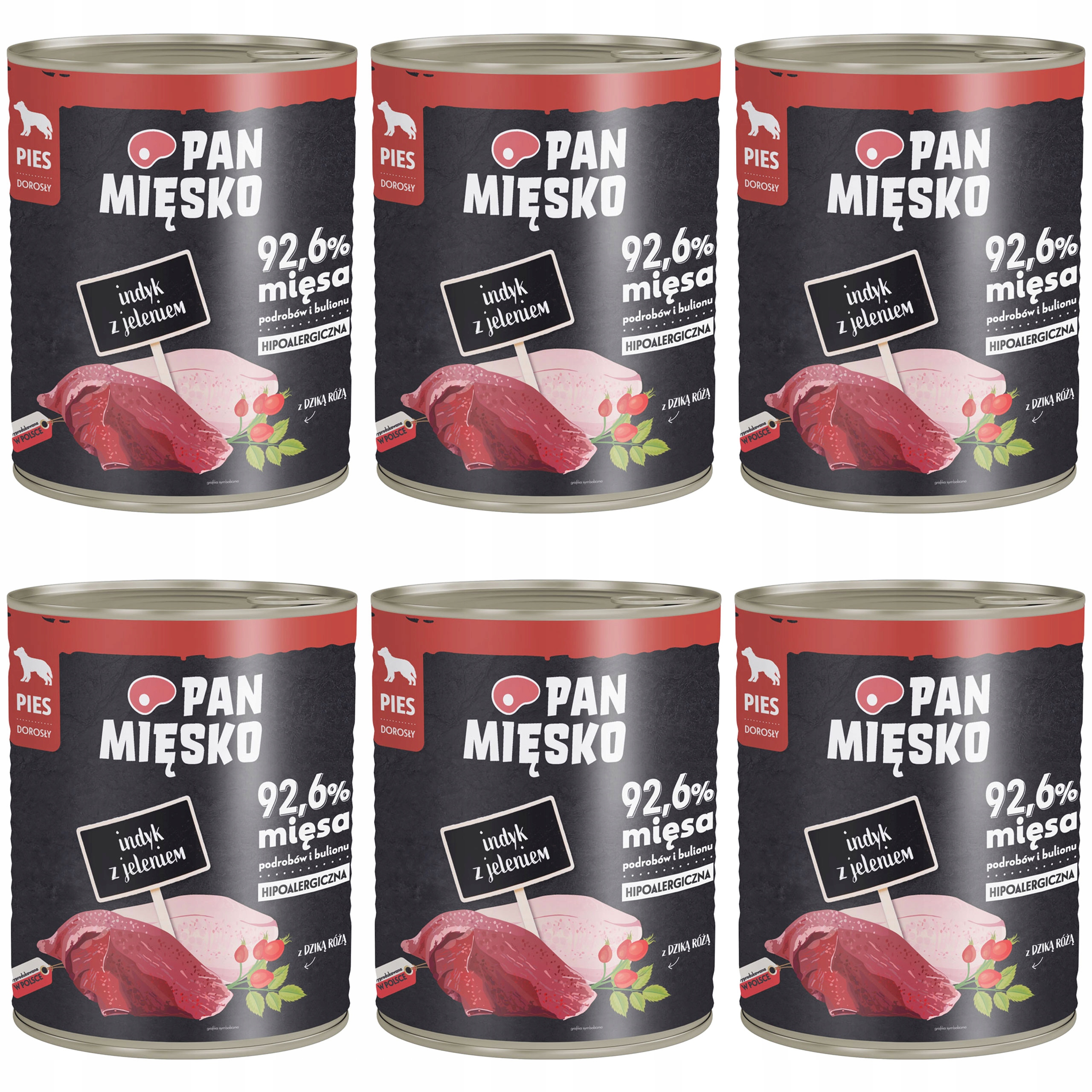 Levně Pan Mięsko Krmivo mokré pro psa Krůta Jelen 6x800g