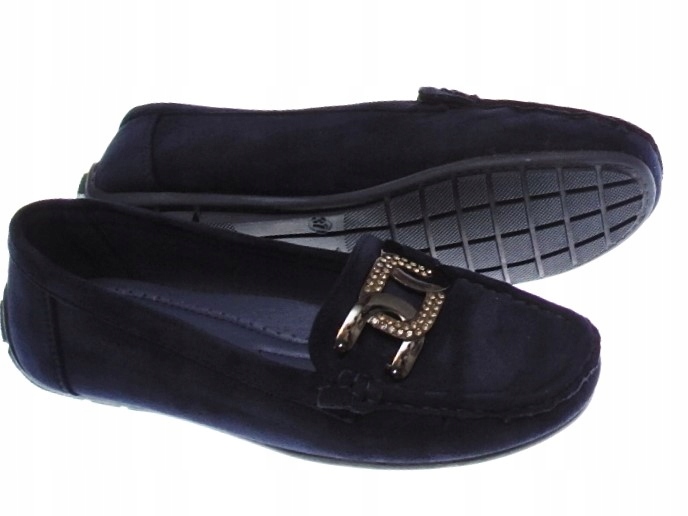 DAMSKIE ZAMSZOWE MOKASYNY Navy r.38 Kolor niebieski