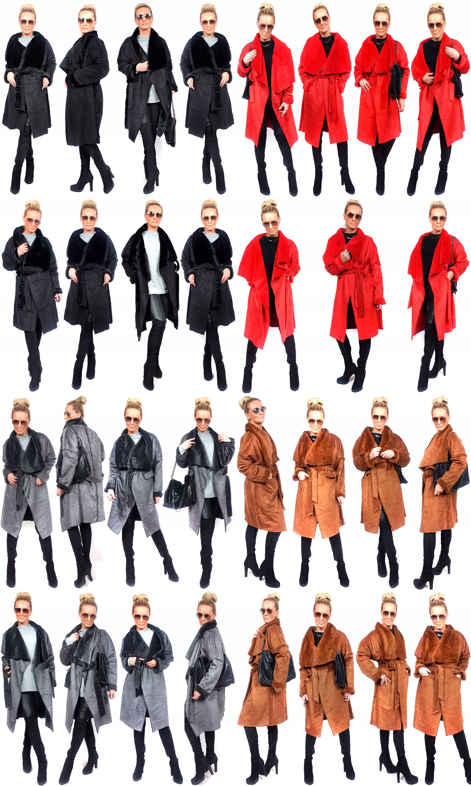 PŁASZCZYK FUTERKO EKO KOŻUCH ZIMOWY FUTRO LUXURY Rozmiar XL