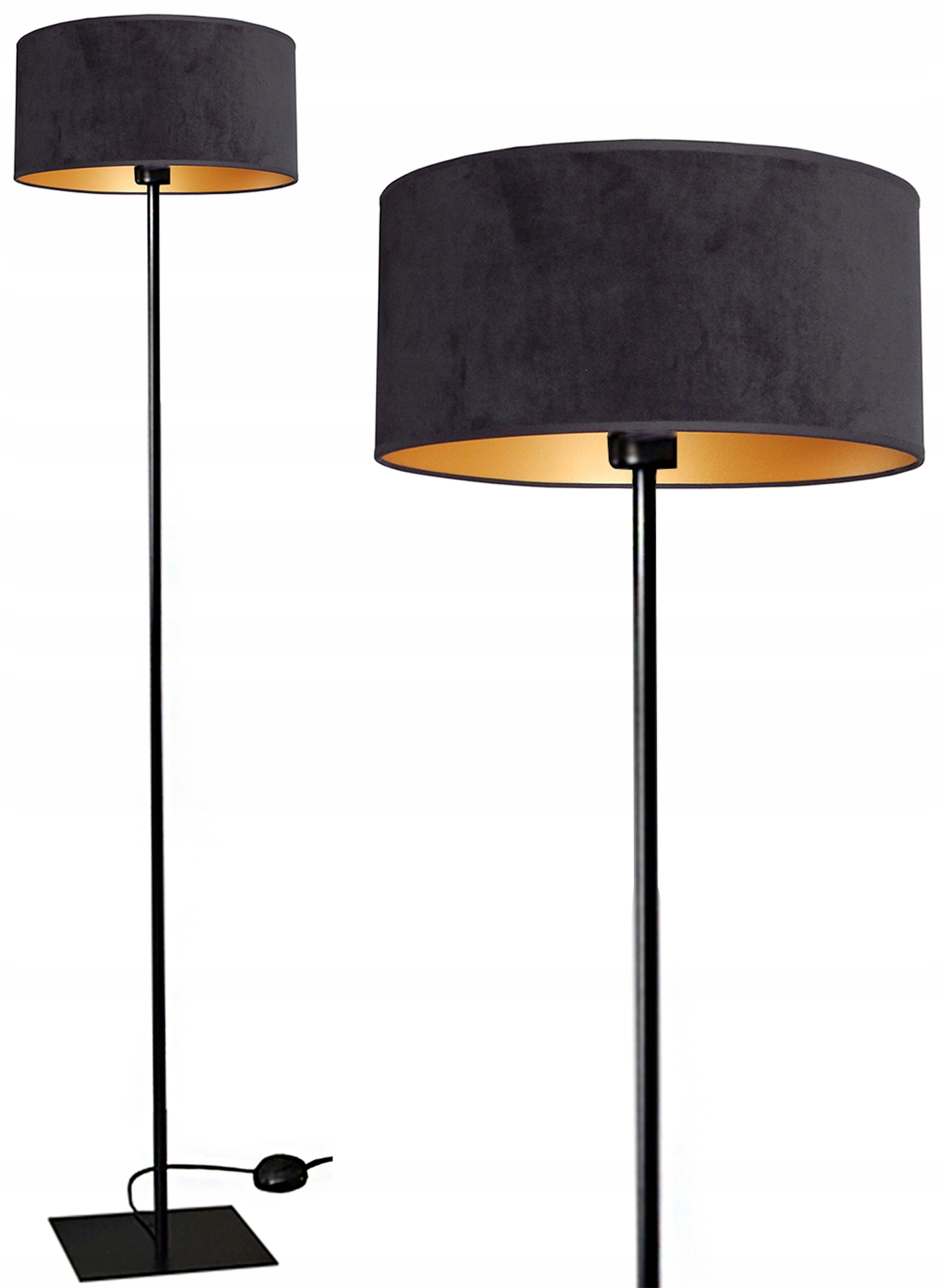 Podlahová Stojací Lampa Klasická Do Obývacího Pokoje Led E27 Stínidlo Velur 30 CM