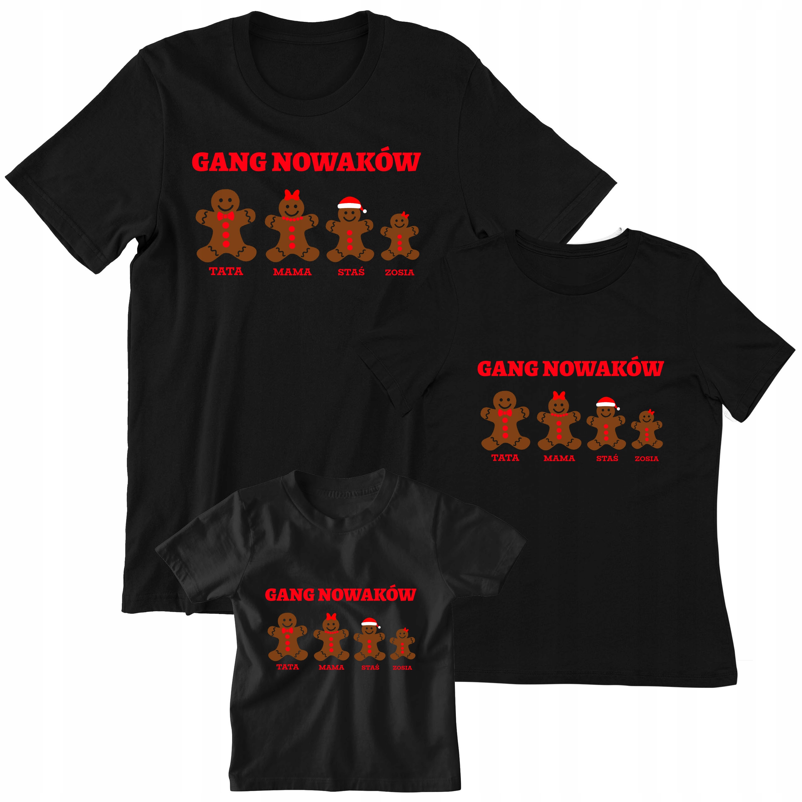 KOSZULKI RODZINNE KOMPLET NA ŚWIĘTA MAMA TATA SYN Marka LOGOSTORE