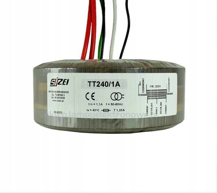 TT240/1/A Toroidní síťový transformátor Audio Sizei 25V 0 25V 4,8A