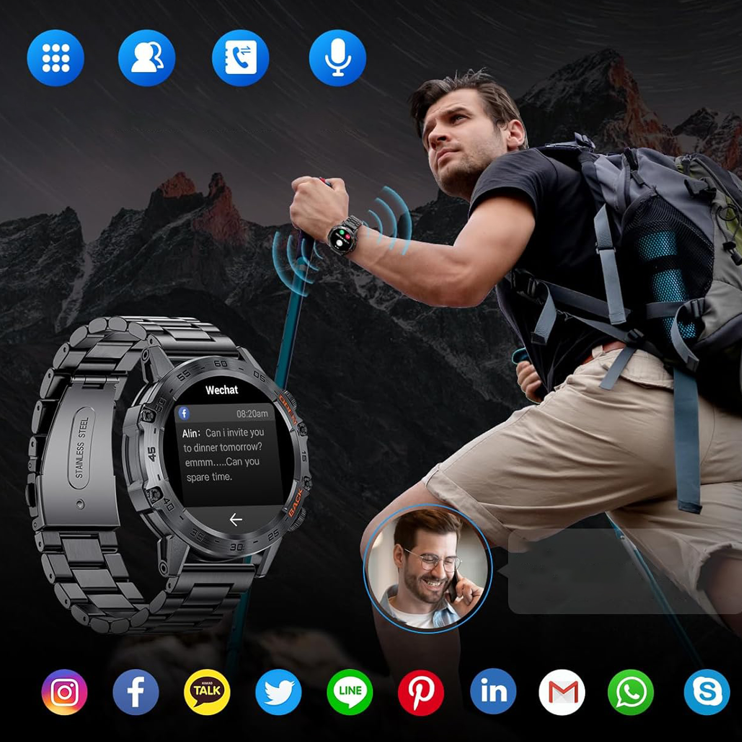 WIELOFUNKCYJNE BLUETOOTH 5.0 INTELIGENTNY ZEGAREK 100 TRYBÓW SPORTOWYCH Rodzaj cyfrowe