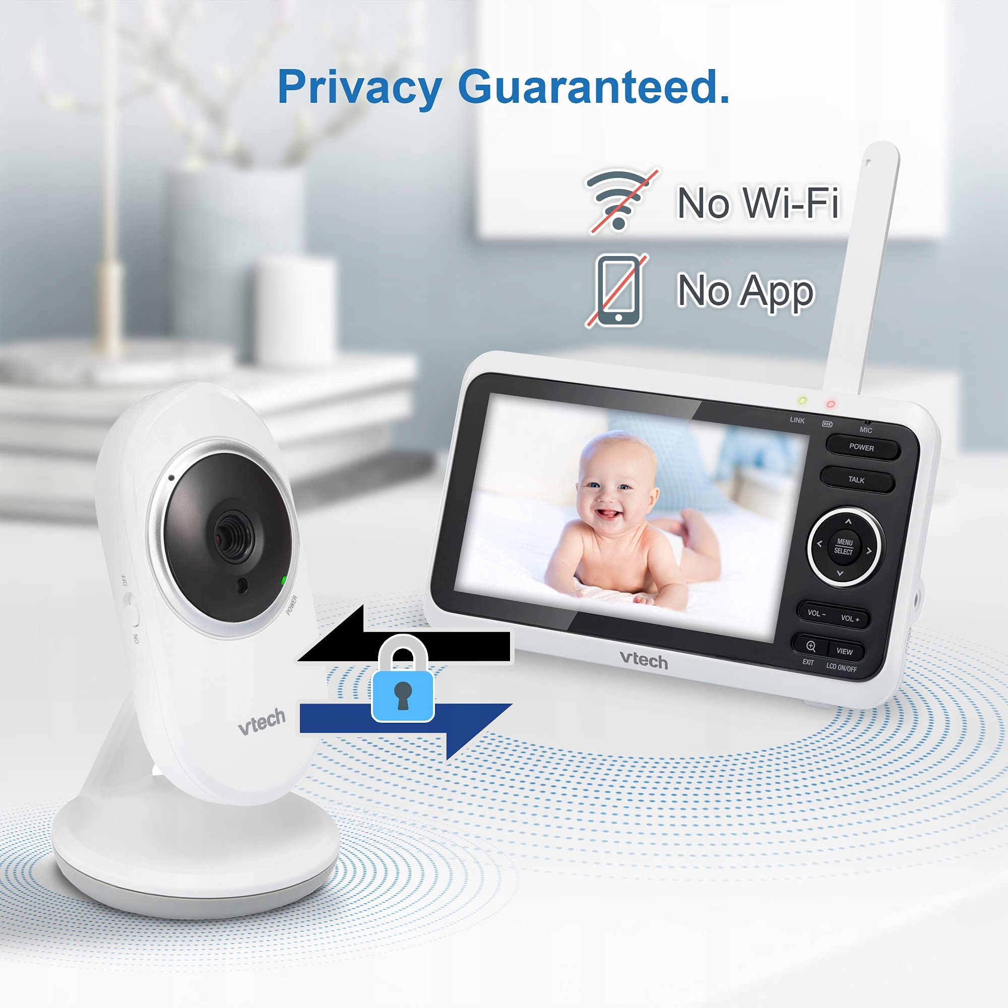 VTECH Babymonitor VM350 Kamera LCD Ekran Dźwięk Nocny Tryb Lullaby — miniatura 5