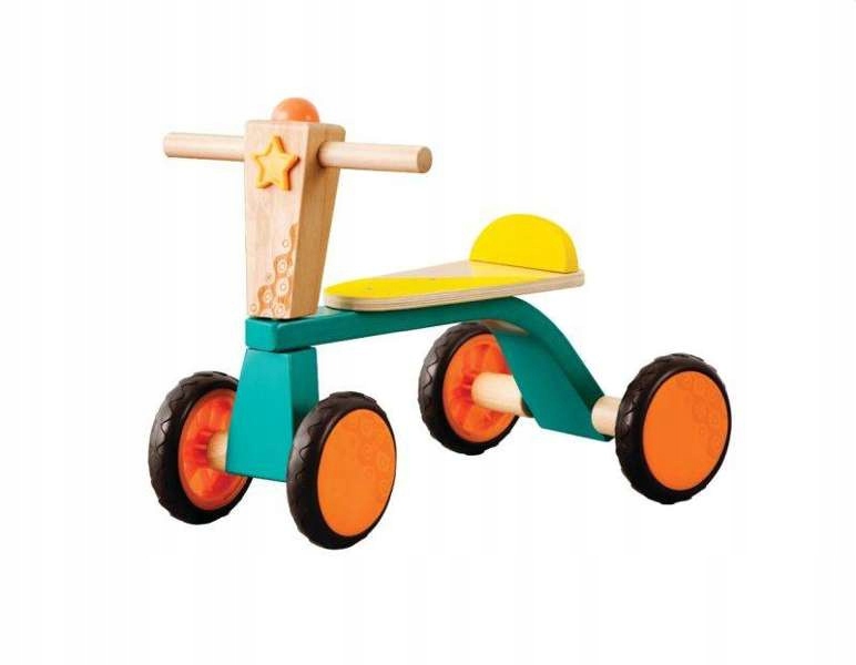 Stabilny 4-kołowy drewniany Rowerek biegowy Smooth Rider 18m+