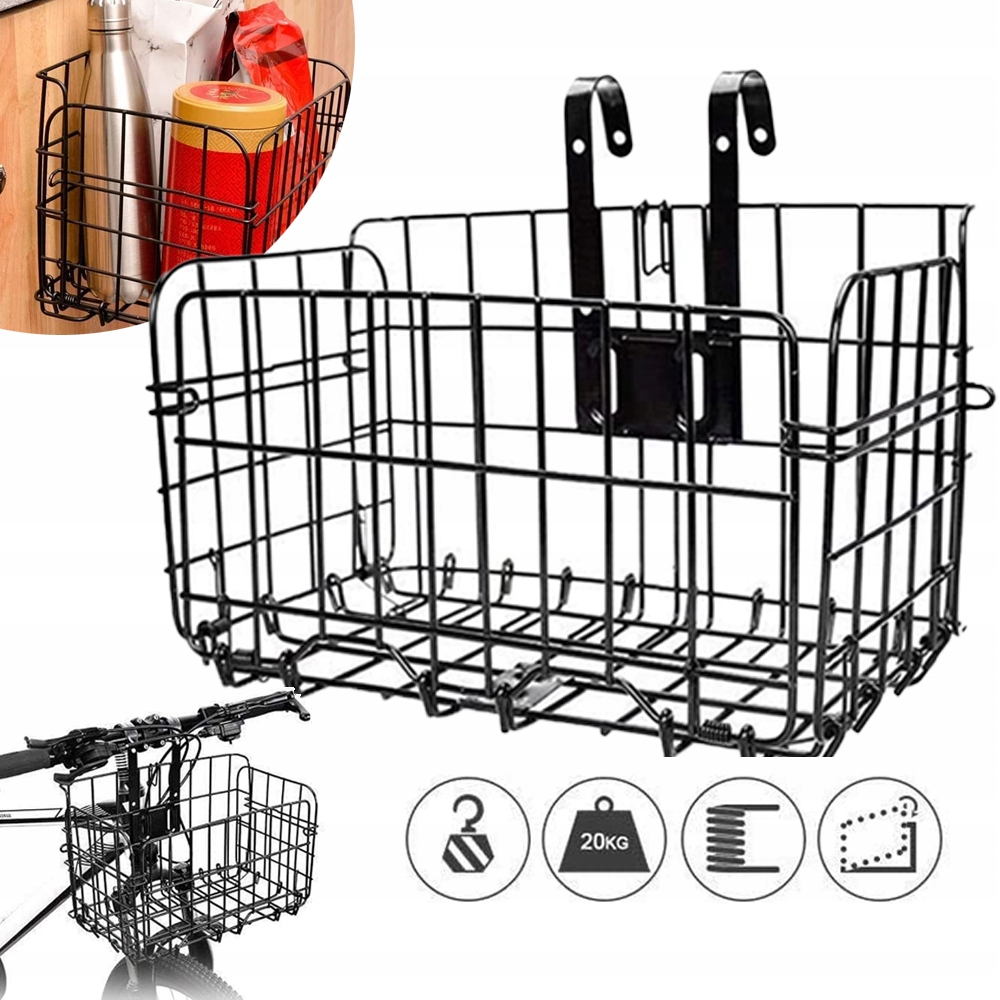 35X20X21CM Kosz Na Kierownicę, Składany Kosz Rowerowy Metalowy Na Bagaż