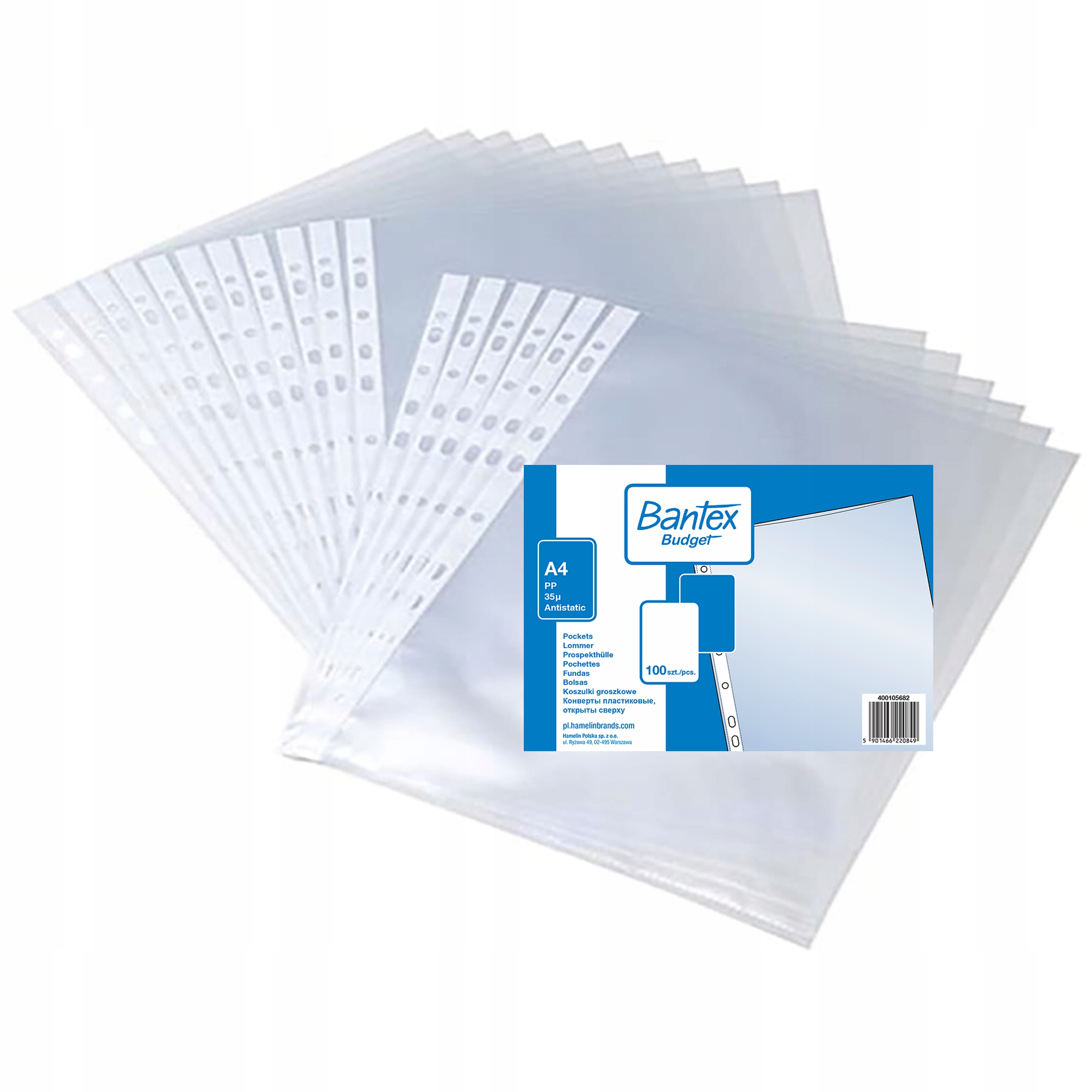KOSZULKA OBWOLUTA A4 GROSZKOWA BANTEX BUDGET 35 MIC. 100 SZTUK Stan opakowania oryginalne