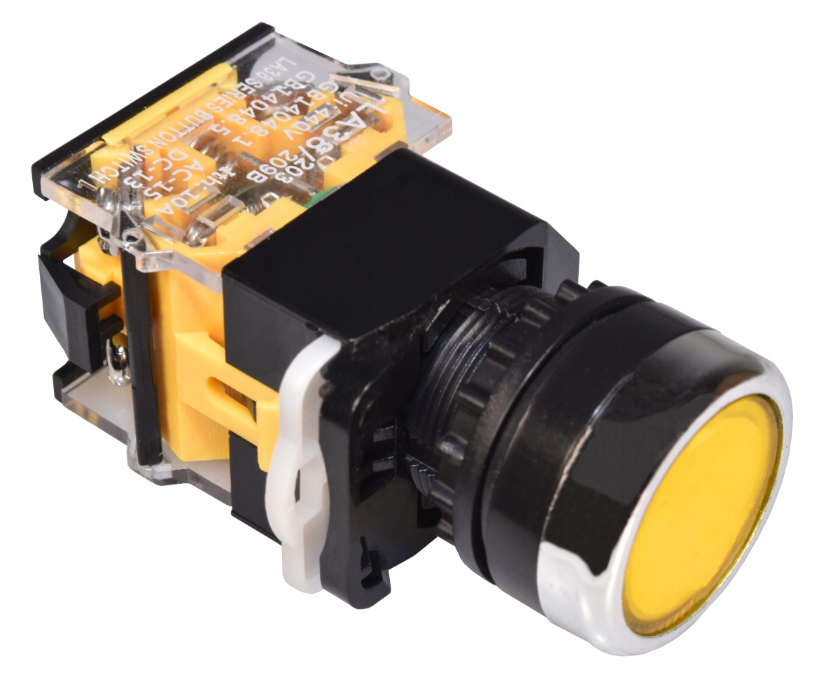 

Przełącznik chwilowy LA38 monostabilny żółty 10A