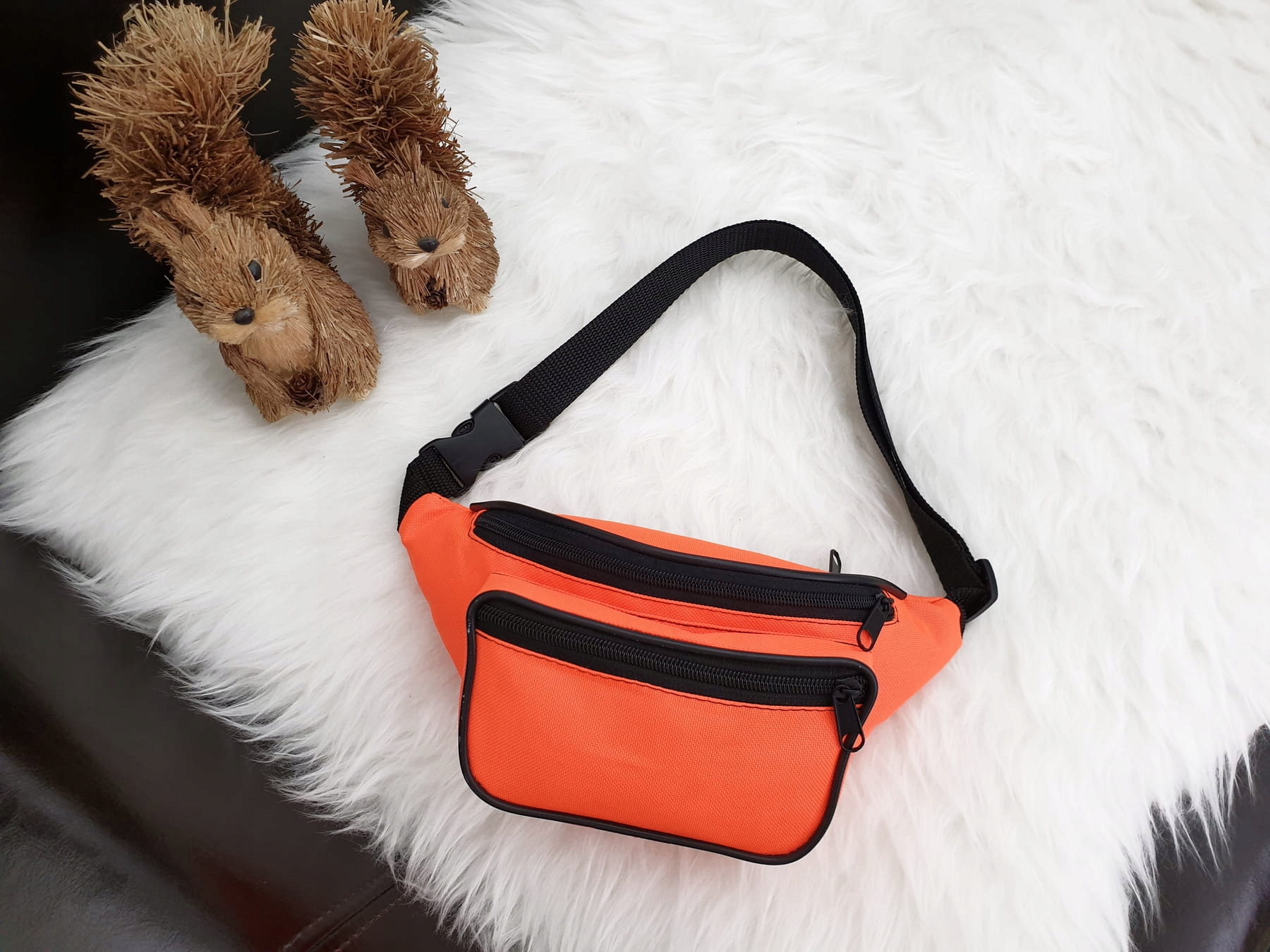 NERKA saszetka biodrówka neonowa N076 pomarańczowa Wzór dominujący bez wzoru