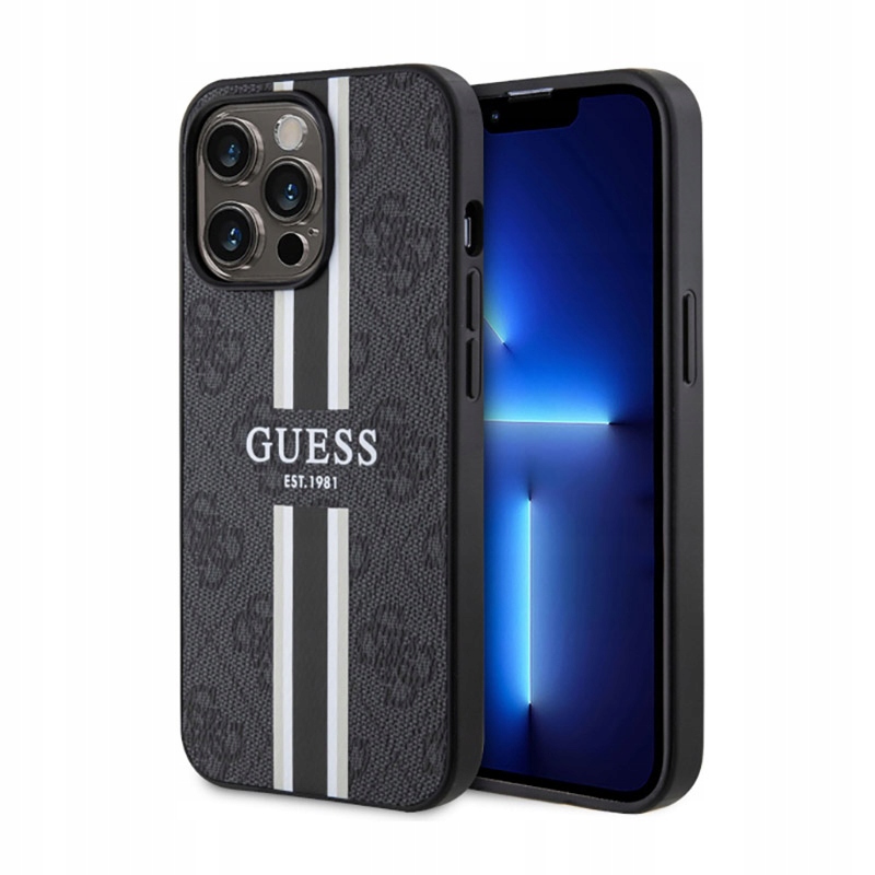Guess 4G Printed Stripes MagSafe – Pouzdro pro iPhone 13 Pro Max (Černé)