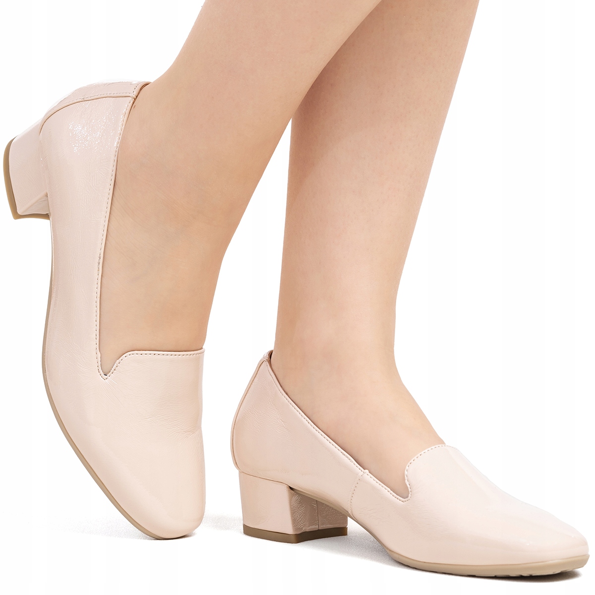 Lodičky klasické, lehké, z Pravé Kůže, pohodlný podpatek, Lakované Wojtyłko 38