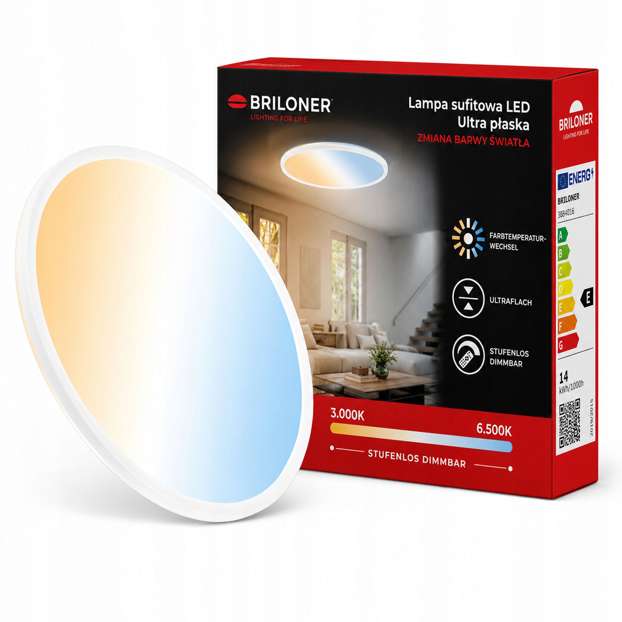 stropní svítidlo Led stropní svítidlo bílá 42 cm 3000 lm Cct IP20 2700-6500K s dálkovým ovládáním